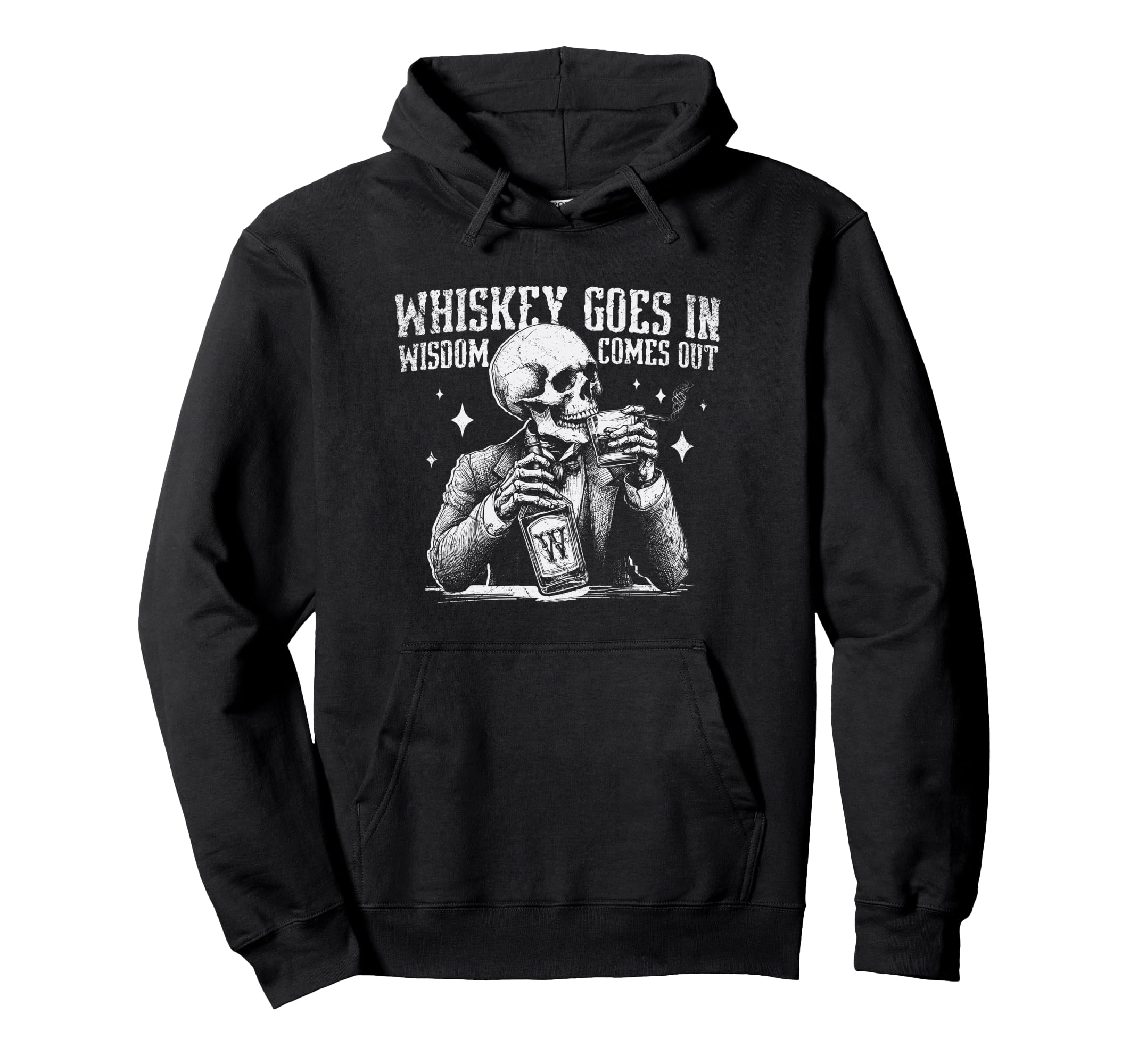 Western Funny Skeleton Whiskey Hoodie - Casual Everyday Wear Unisex - T-Shirt, Sweatshirt, Hoodie