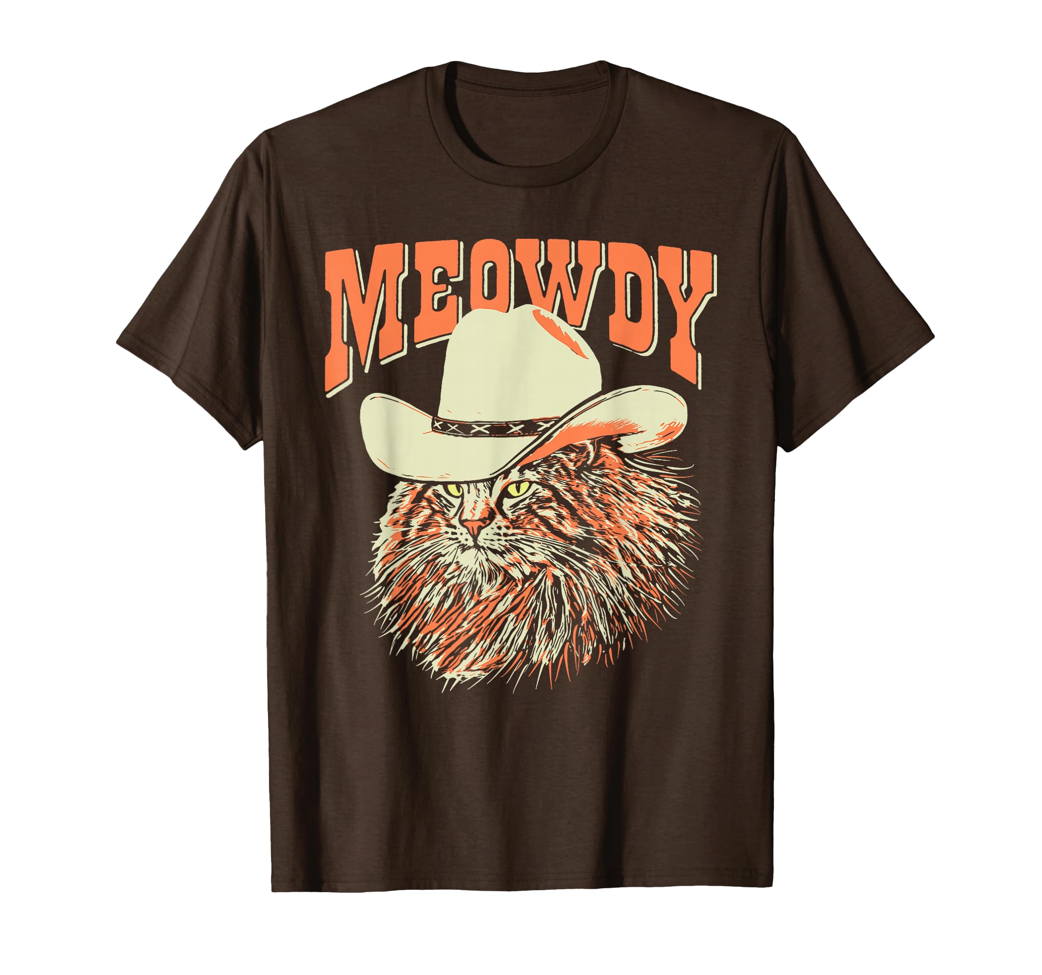 Meowdy Funny Country Music Cat Cowboy Hat T-Shirt - Graphic Print Unisex - T-Shirt, Sweatshirt, Hoodie