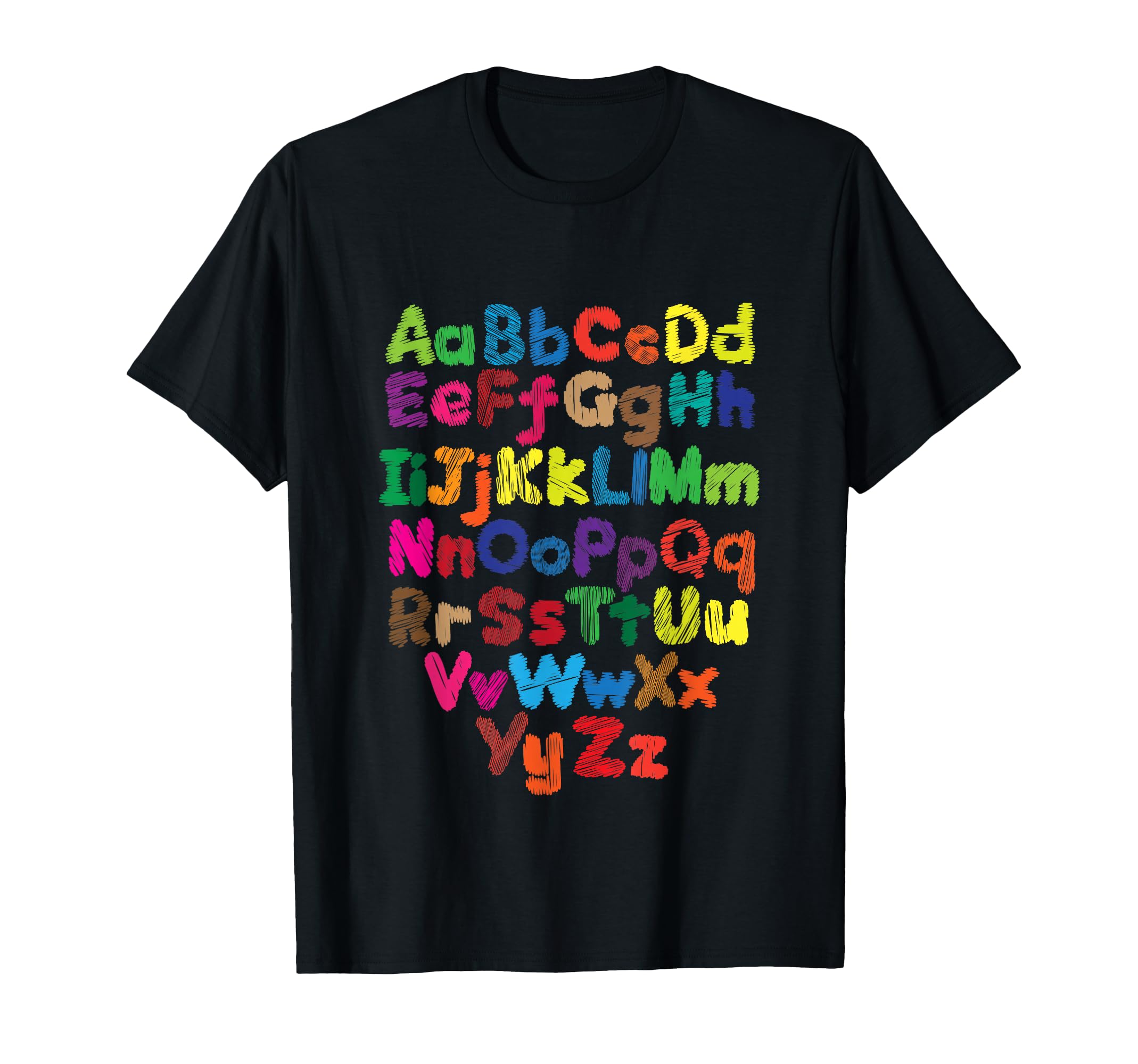Vibrant Colorful Alphabet Typography T-Shirt - Novelty Apparel Men Women - T-Shirt, Sweatshirt, Hoodie
