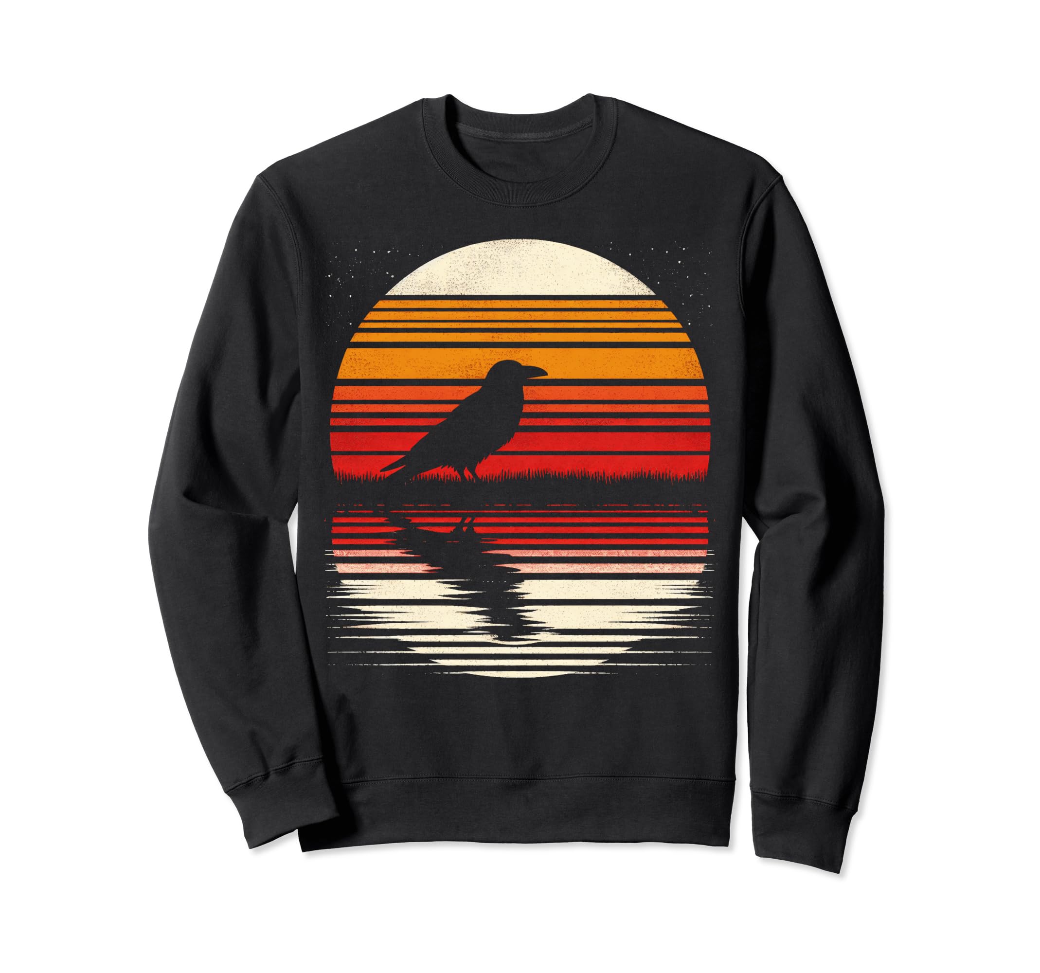 Crow Bird Sunset Safari 70S Sweatshirt - Fun Novelty Design for Adults - T-Shirt, Sweatshirt, Hoodie