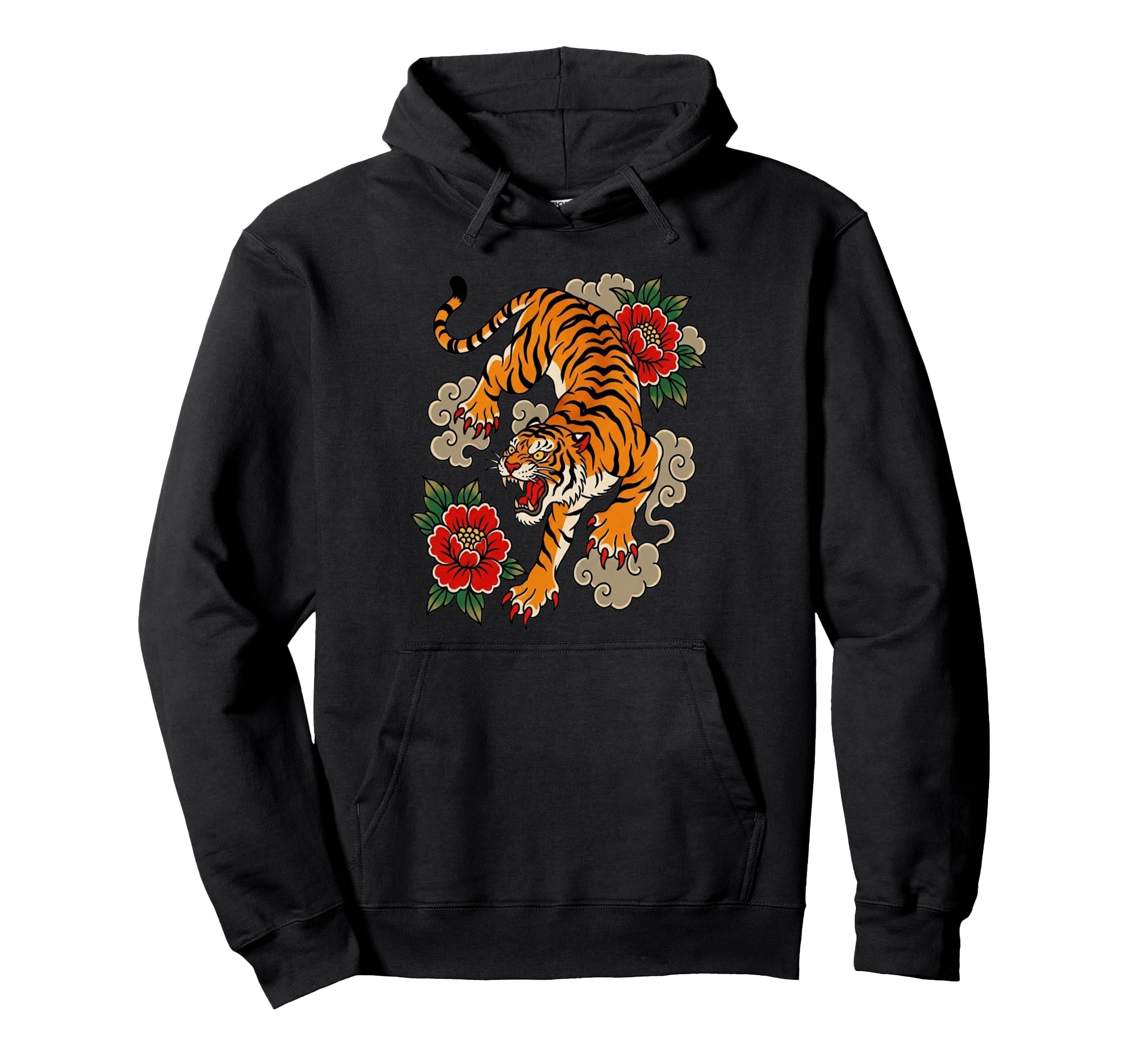 Traditional Tattoo Tiger Old School Hoodie - Trendy Graphic for Adults - T-Shirt, Sweatshirt, Hoodie
