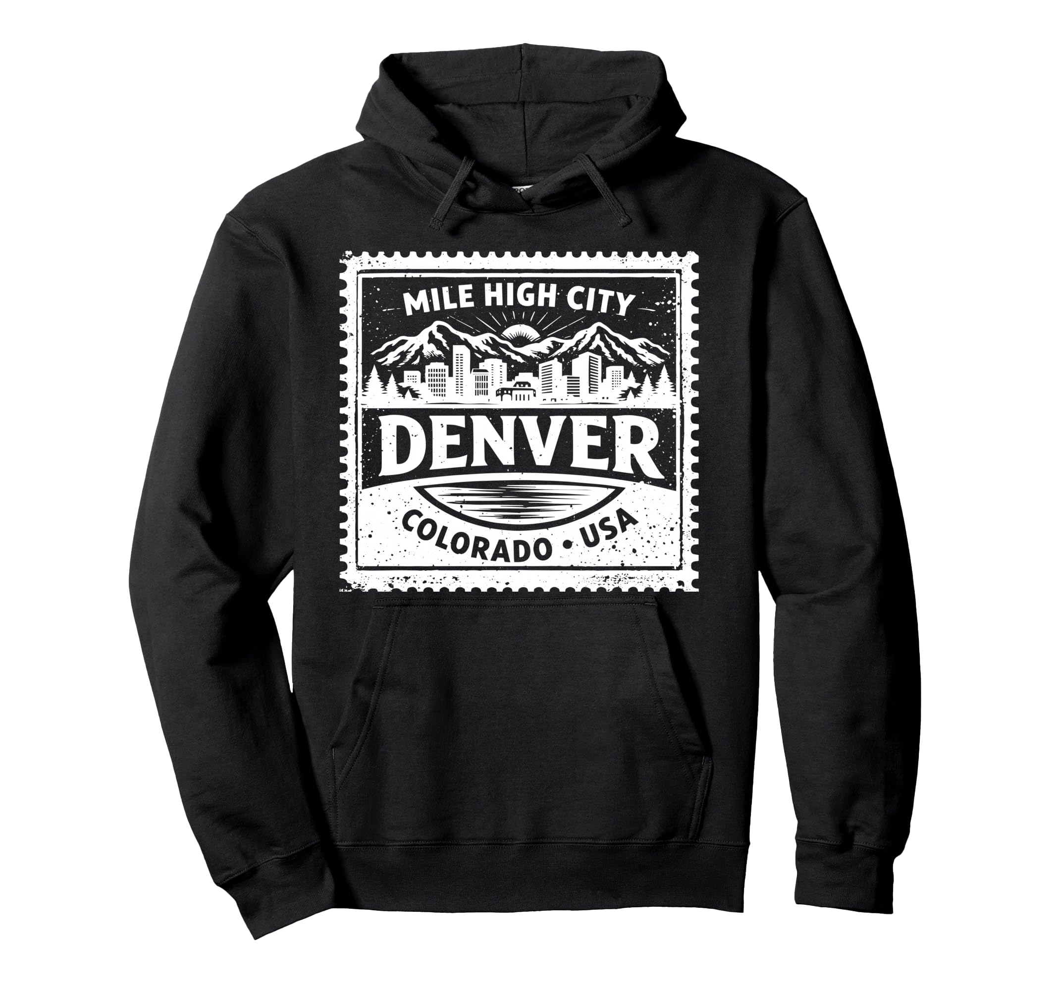 Denver Colorado Usa Travel Stamp Souvenir Hoodie - Minimalist Print Unisex - T-Shirt, Sweatshirt, Hoodie