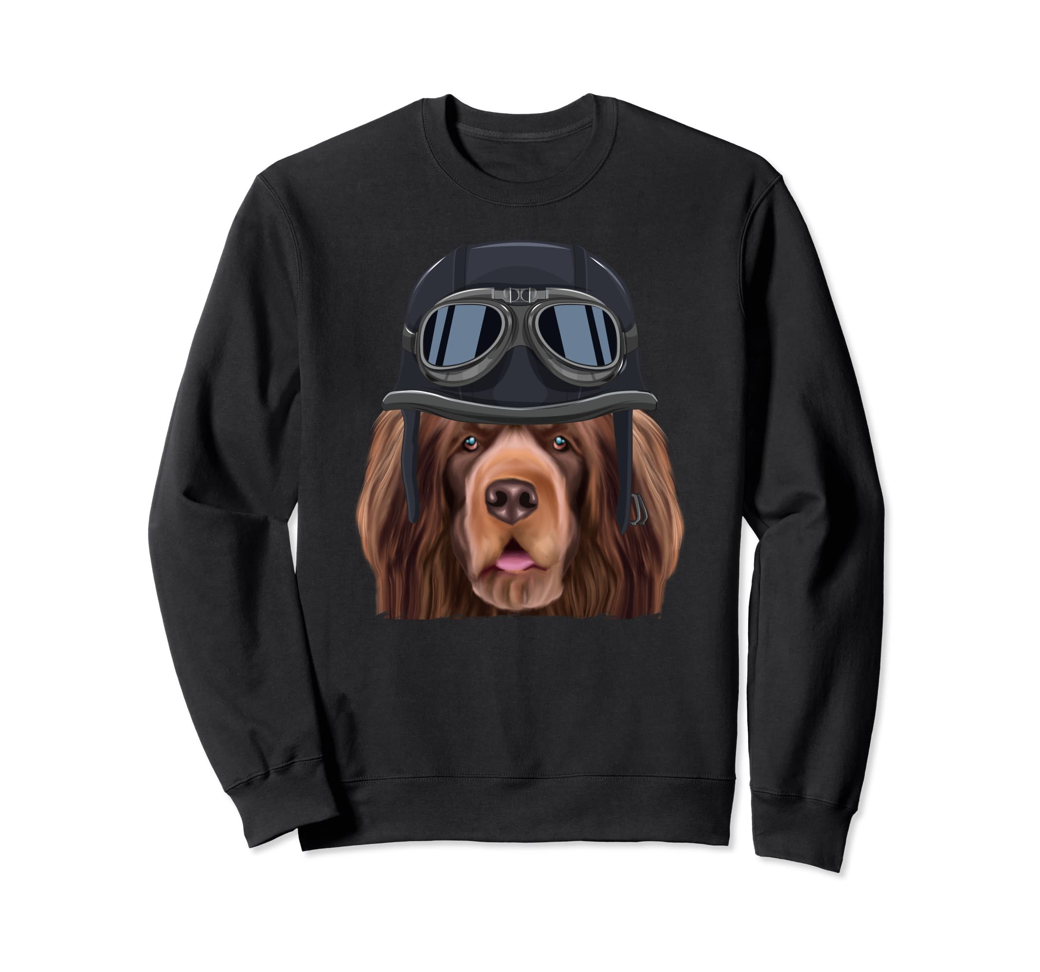 Funny Motorcycle Helmet Sussex Spaniel Sweatshirt - Unique Graphic Unisex - T-Shirt, Sweatshirt, Hoodie