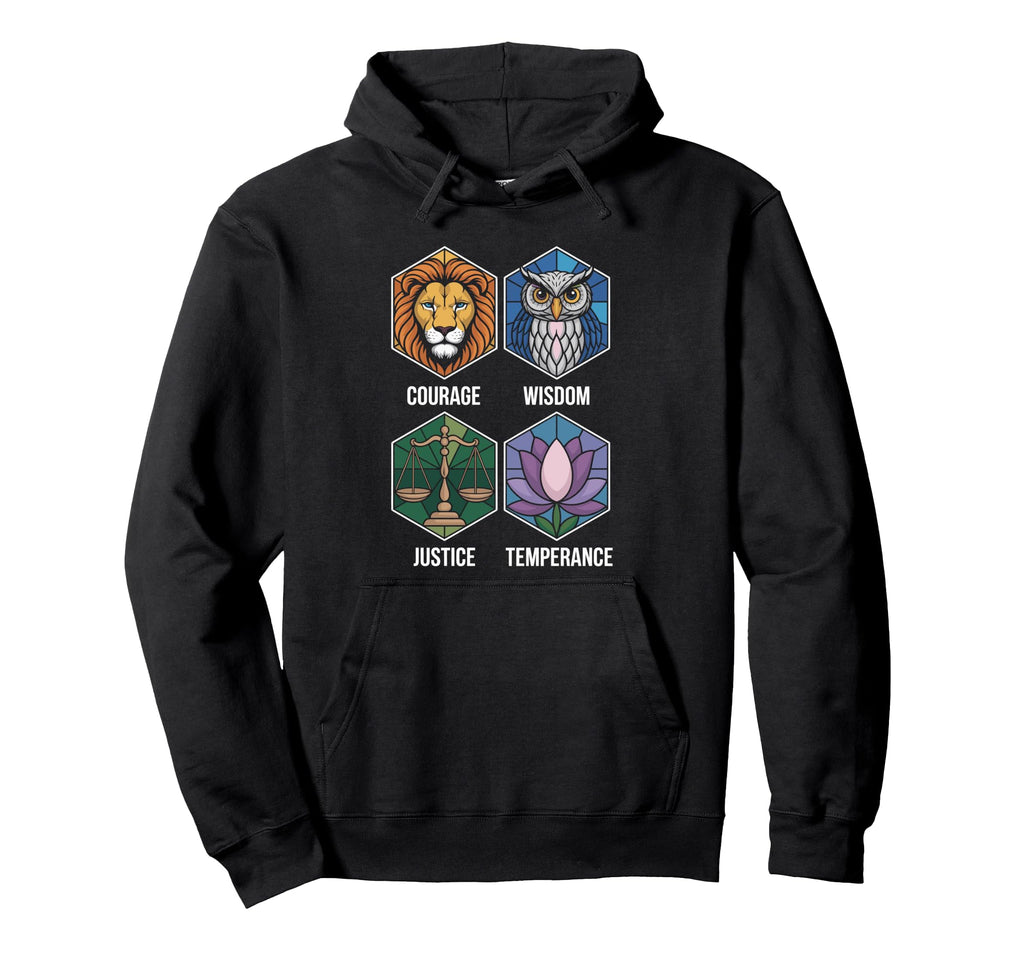 Four Stoic Virtues Daily Meditation Hoodie - Trendy Graphic Men Women - T-Shirt, Sweatshirt, Hoodie