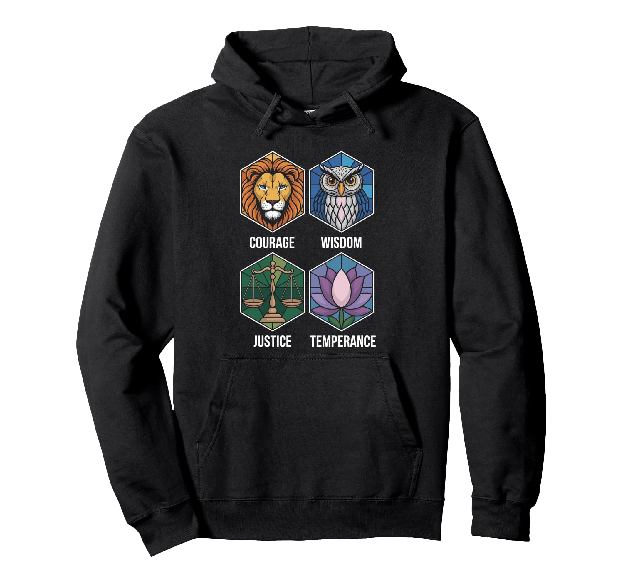 Four Stoic Virtues Daily Meditation Hoodie - Trendy Graphic Men Women - T-Shirt, Sweatshirt, Hoodie