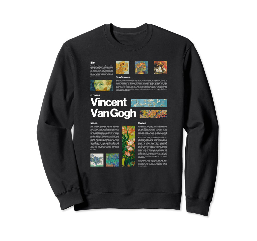Vincent Van Gogh Typographic Bio Post Sweatshirt - Graphic Print Men Women - T-Shirt, Sweatshirt, Hoodie