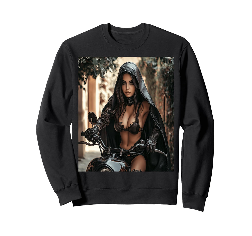 Goth Biker Babe Motorcycle Club Sweatshirt - Trendy Graphic for Adults - T-Shirt, Sweatshirt, Hoodie