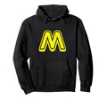 Bold Letter Yellow M Outline Alphabet Hoodie - Aesthetic Graphic Men Women - T-Shirt, Sweatshirt, Hoodie