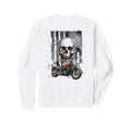 Biker Grunge Skull And Flag Motorcycle Sweatshirt - Unique Graphic Unisex - T-Shirt, Sweatshirt, Hoodie