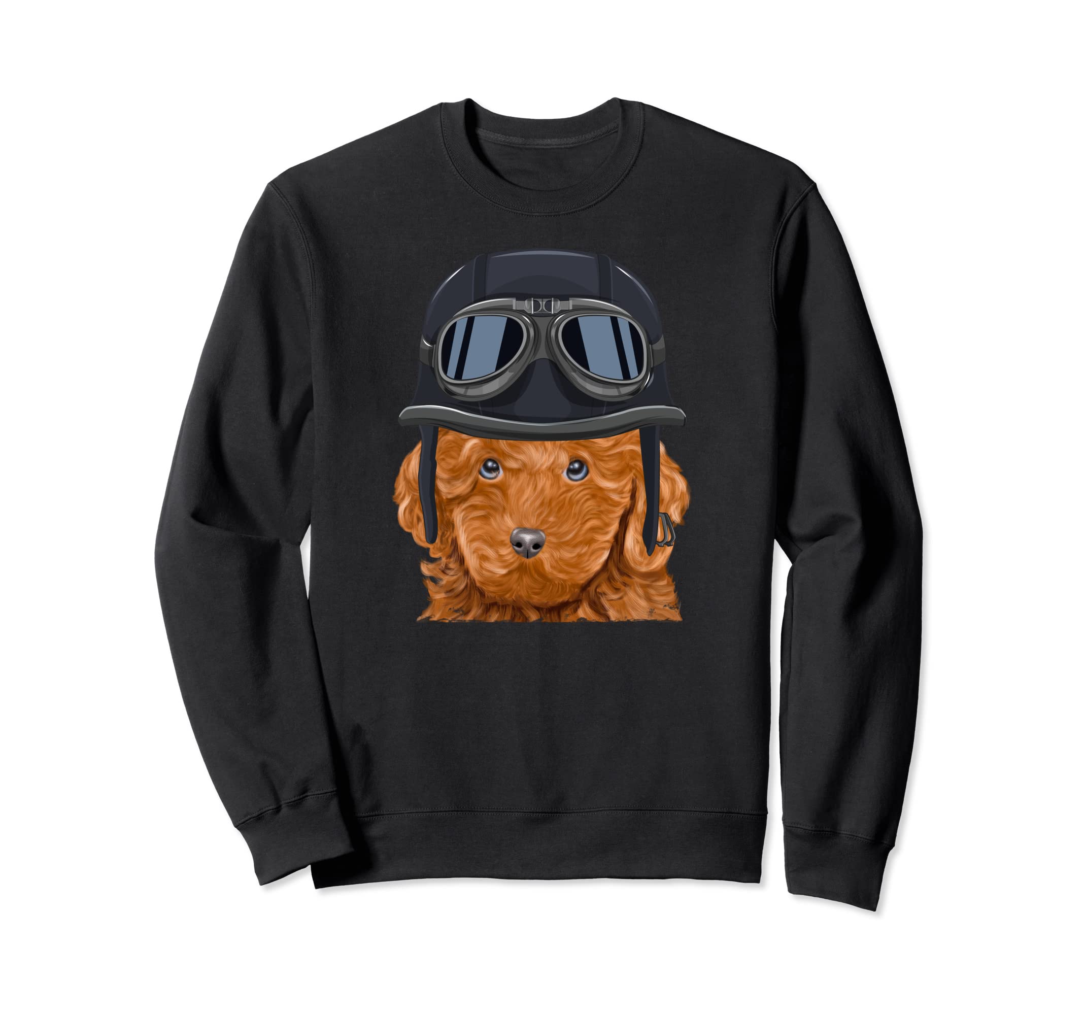 Funny Motorcycle Helmet Brown Poodle Sweatshirt - Aesthetic Graphic Unisex - T-Shirt, Sweatshirt, Hoodie