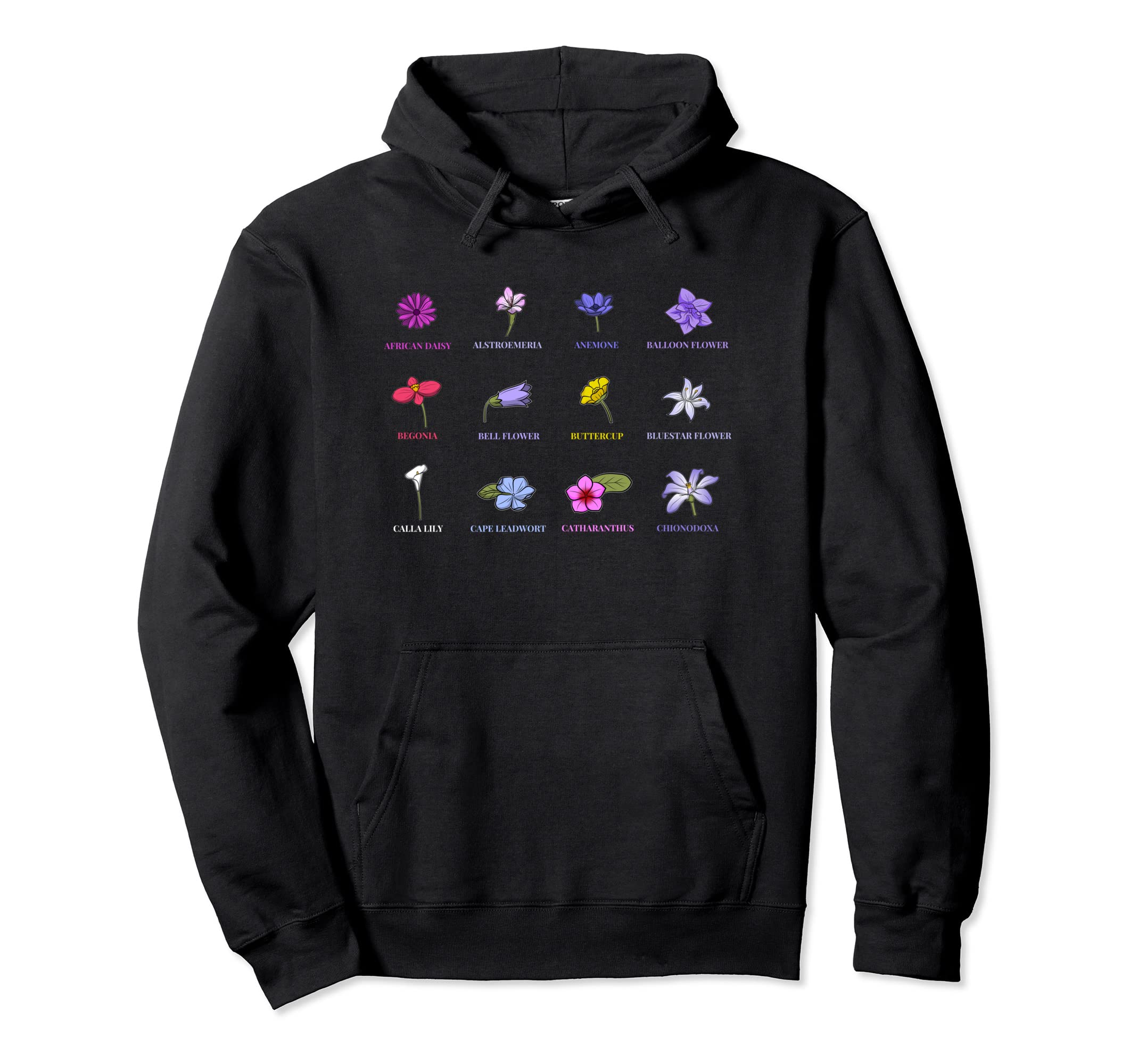 Inspired Flower Botanical Chart Floral Hoodie - Graphic Print Men Women - T-Shirt, Sweatshirt, Hoodie