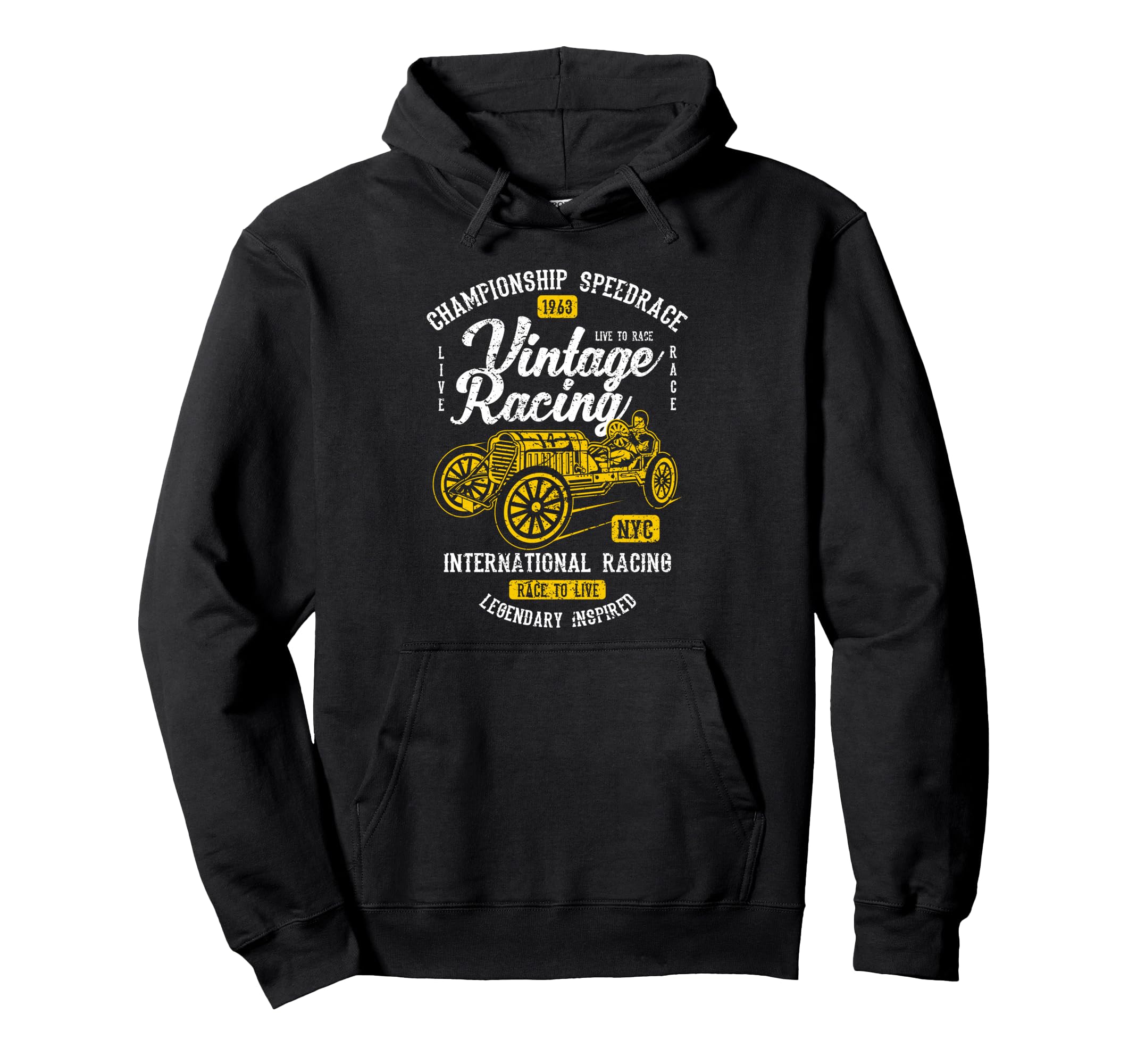 Racing Automotive Nostalgia Distressed Car Hoodie - Graphic Print Unisex - T-Shirt, Sweatshirt, Hoodie