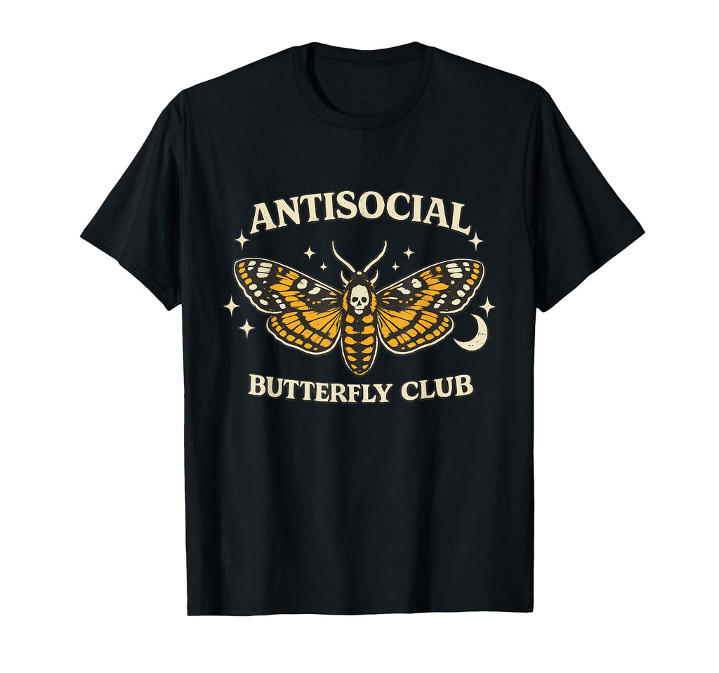Antisocial Butterfly Club Moth T-Shirt - Fun Novelty Design Unisex - T-Shirt, Sweatshirt, Hoodie
