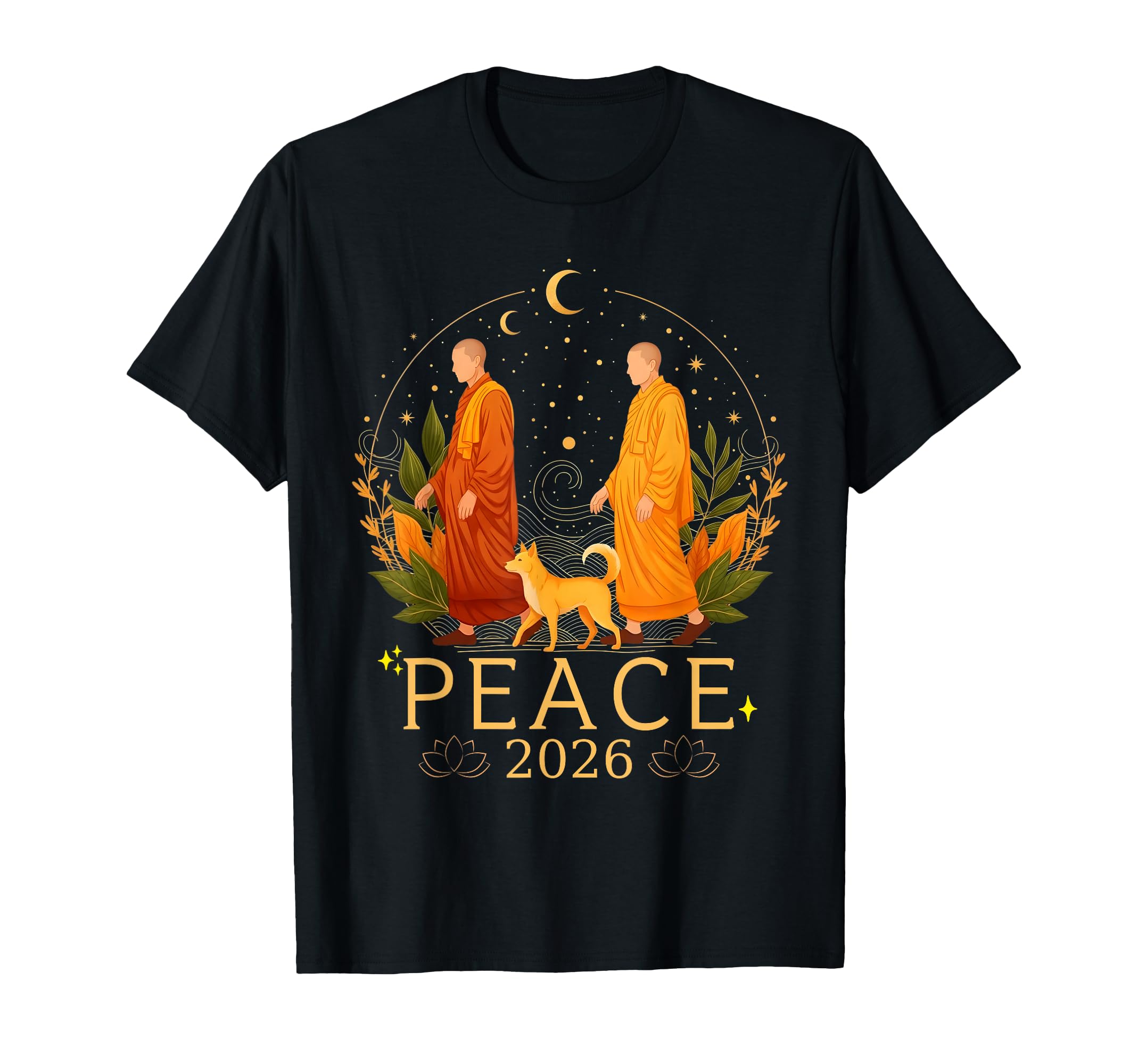 Walk Peace Monks Journey 2026 Dog T-Shirt - Minimalist Print Unisex - T-Shirt, Sweatshirt, Hoodie