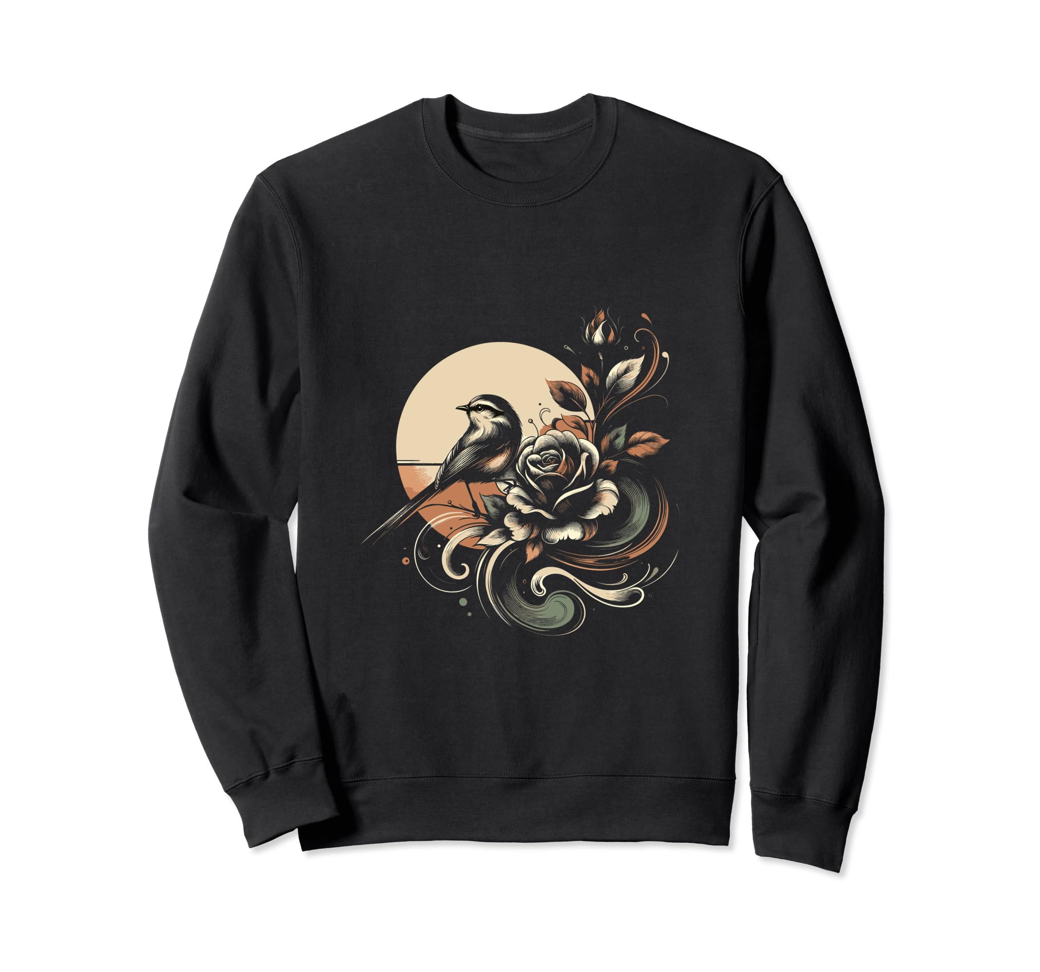 Bird And Rose Sunset Vector Art Sweatshirt - Novelty Apparel Men Women - T-Shirt, Sweatshirt, Hoodie