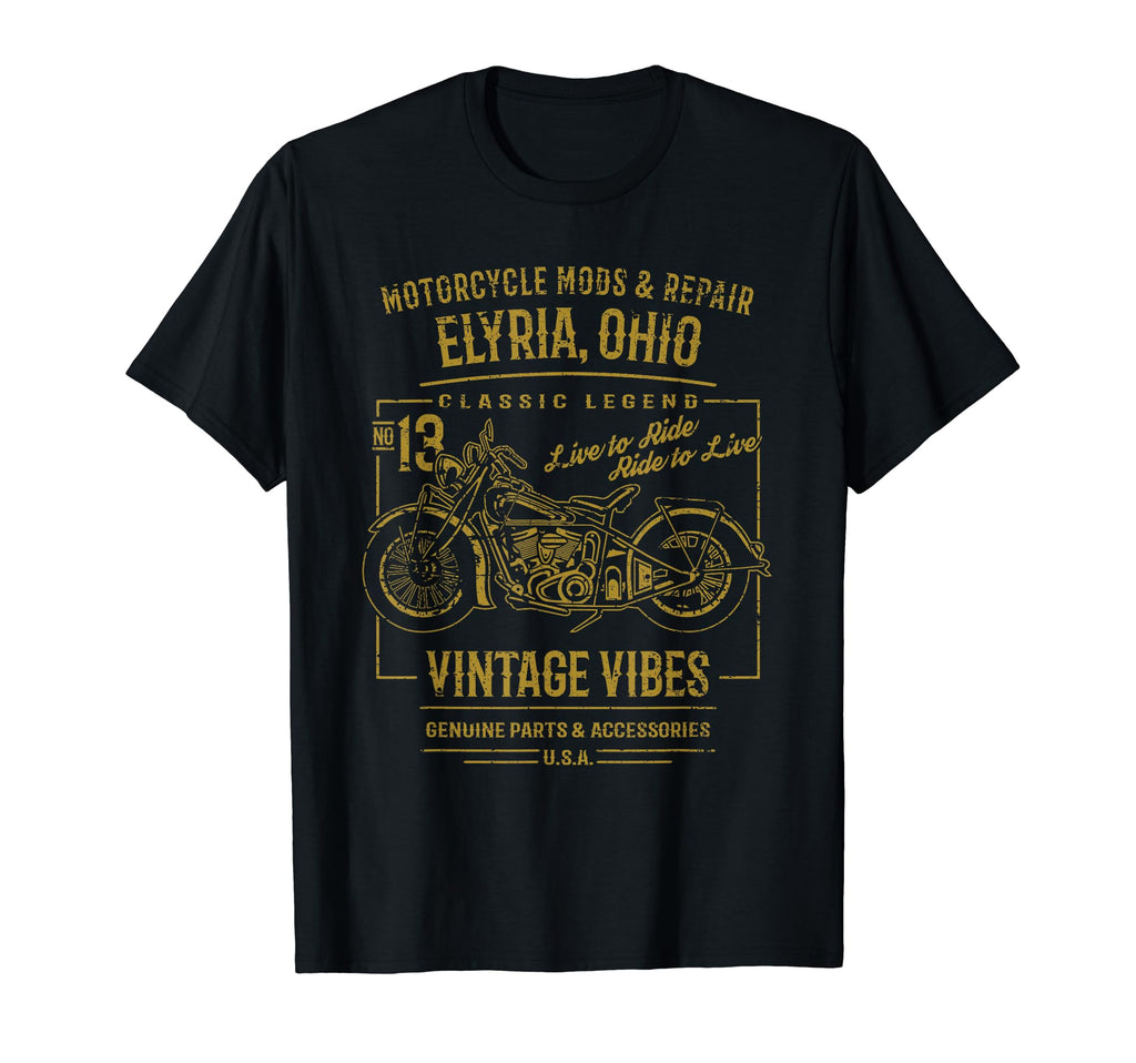 Elyria Oh Usa Distressed Motorcycle T-Shirt - Graphic Print Men Women - T-Shirt, Sweatshirt, Hoodie