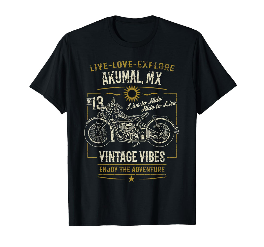 Akumal Mx Mexico Distressed Motorcycle T-Shirt - Graphic Print for Adults - T-Shirt, Sweatshirt, Hoodie