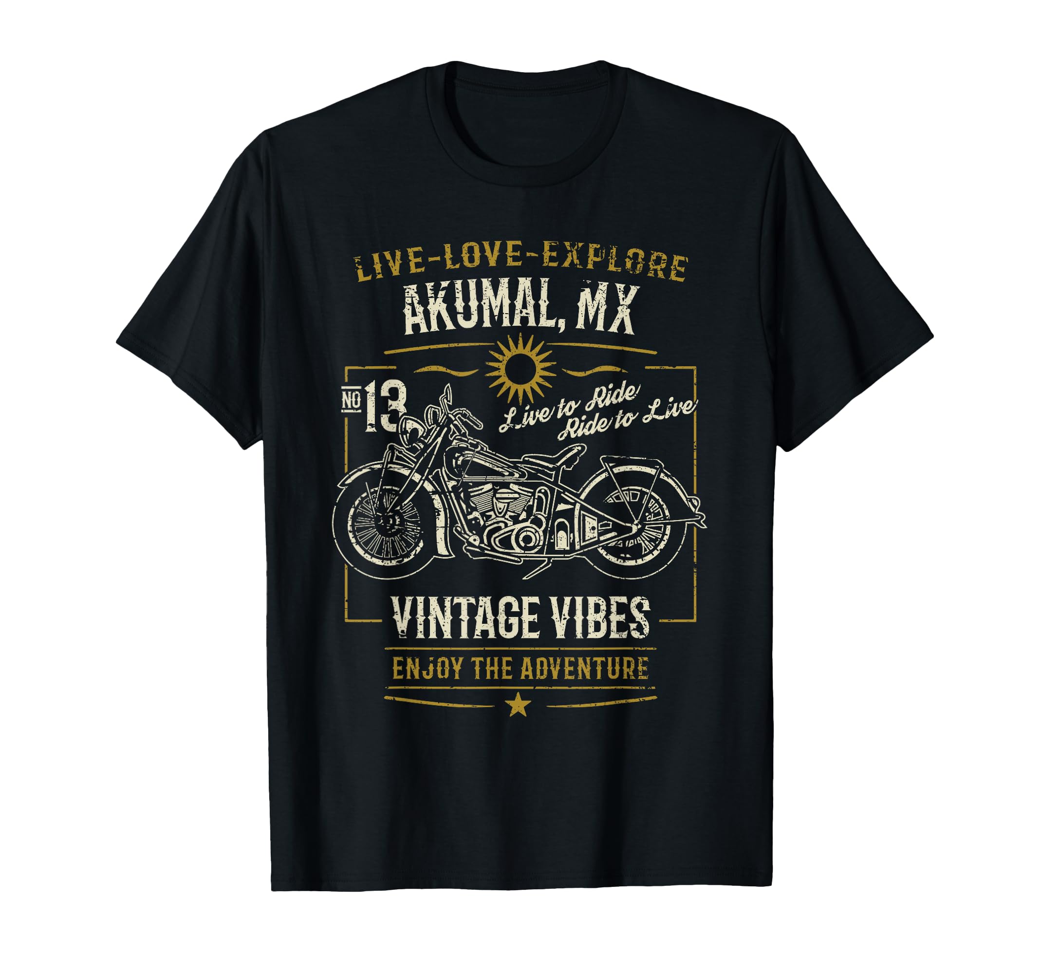 Akumal Mx Mexico Distressed Motorcycle T-Shirt - Graphic Print for Adults - T-Shirt, Sweatshirt, Hoodie