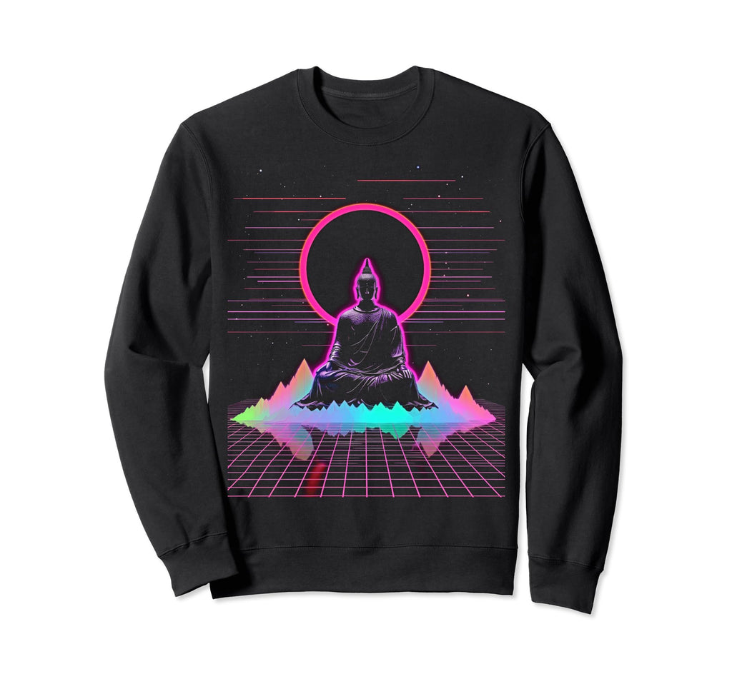 Synthwave Alien Buddha Cyberpunk Sweatshirt - Trendy Graphic for Adults - T-Shirt, Sweatshirt, Hoodie