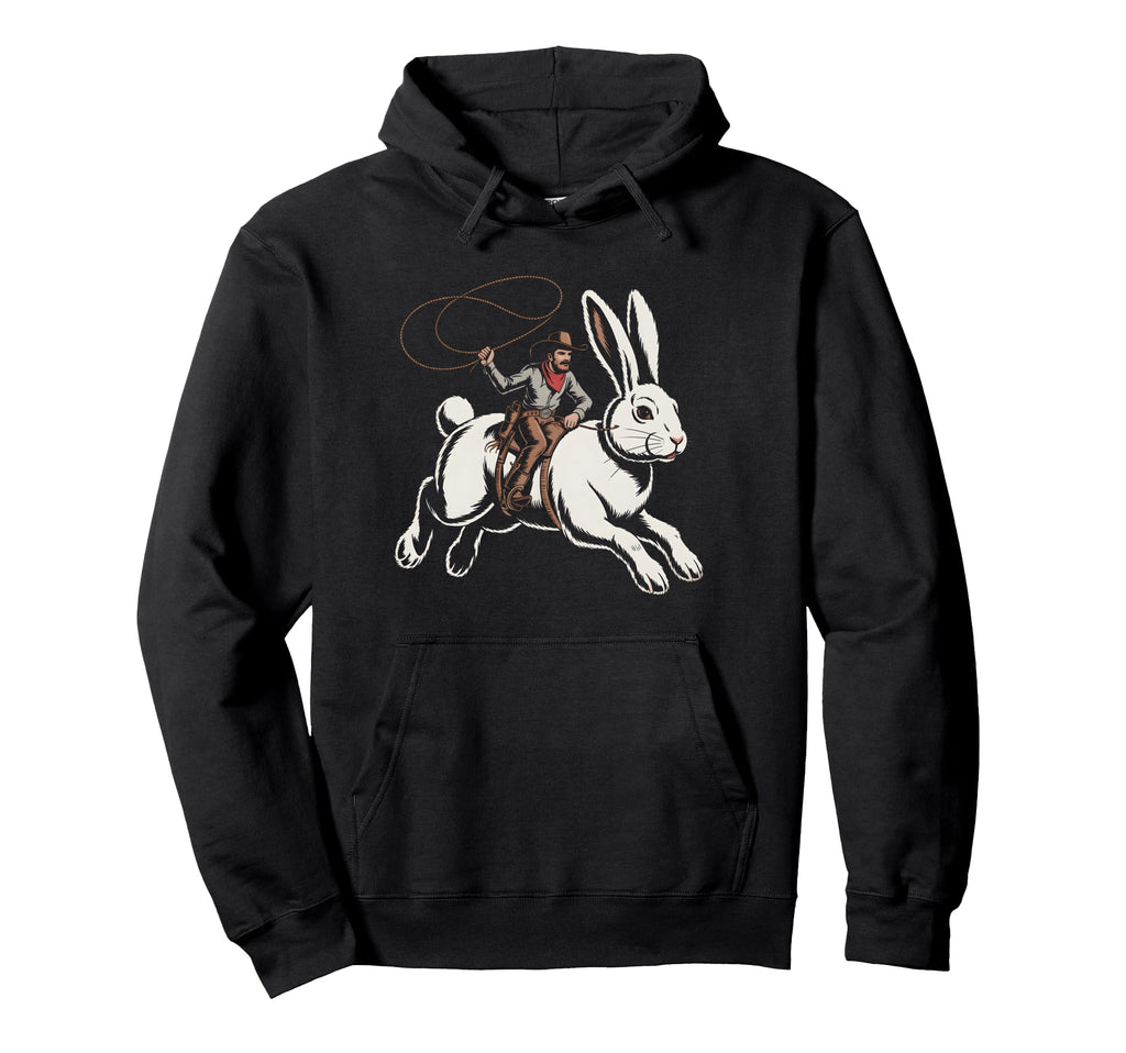 Funny Cowboy Easter Bunny Western Howdy Hoodie - Custom Art Print Unisex - T-Shirt, Sweatshirt, Hoodie