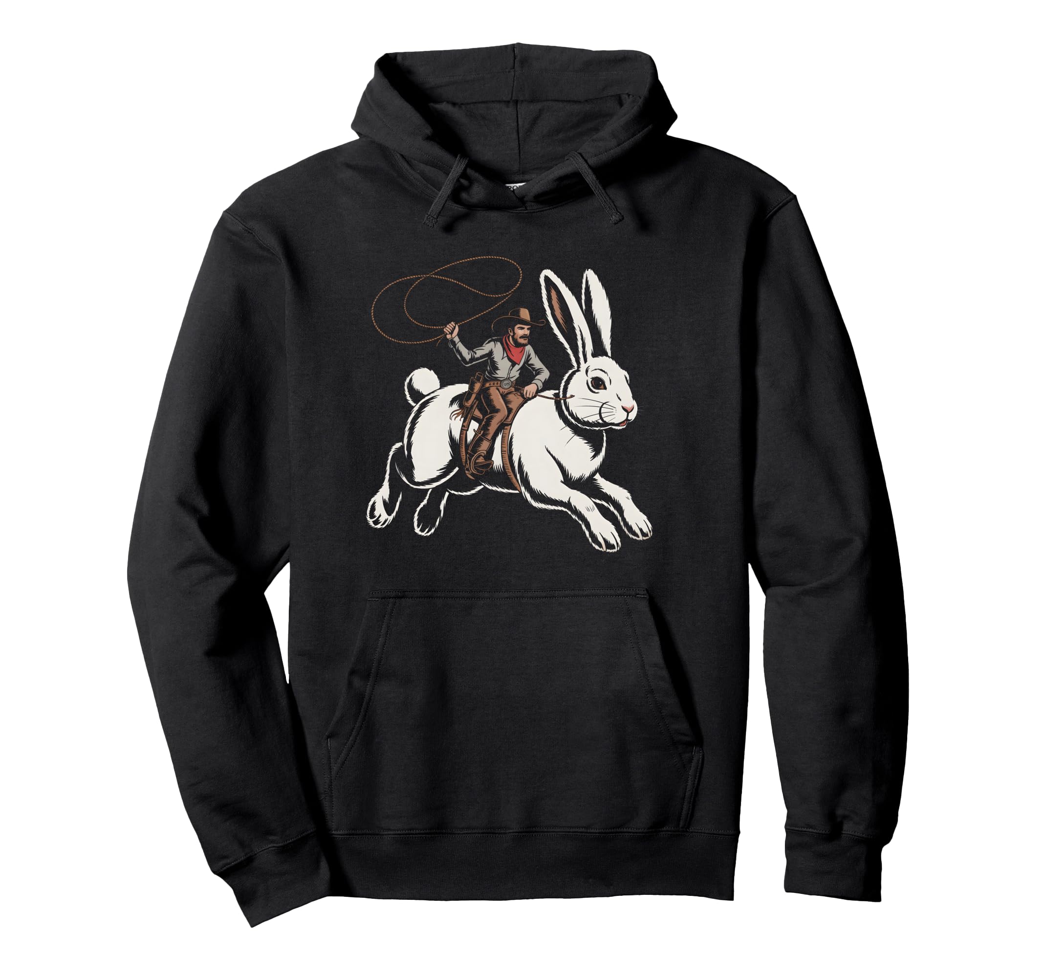 Funny Cowboy Easter Bunny Western Howdy Hoodie - Custom Art Print Unisex - T-Shirt, Sweatshirt, Hoodie