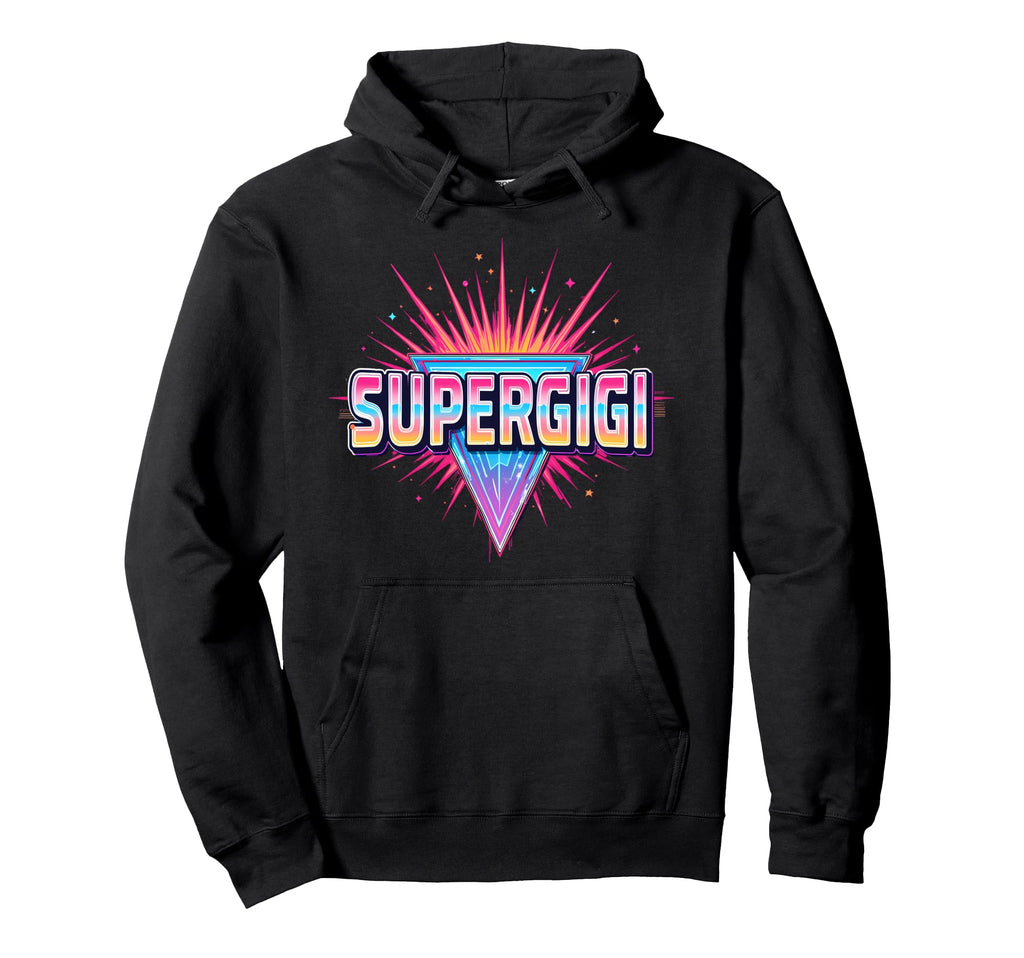 Super Gigi Neon Synthwave Hoodie - Fun Novelty Design Unisex - T-Shirt, Sweatshirt, Hoodie