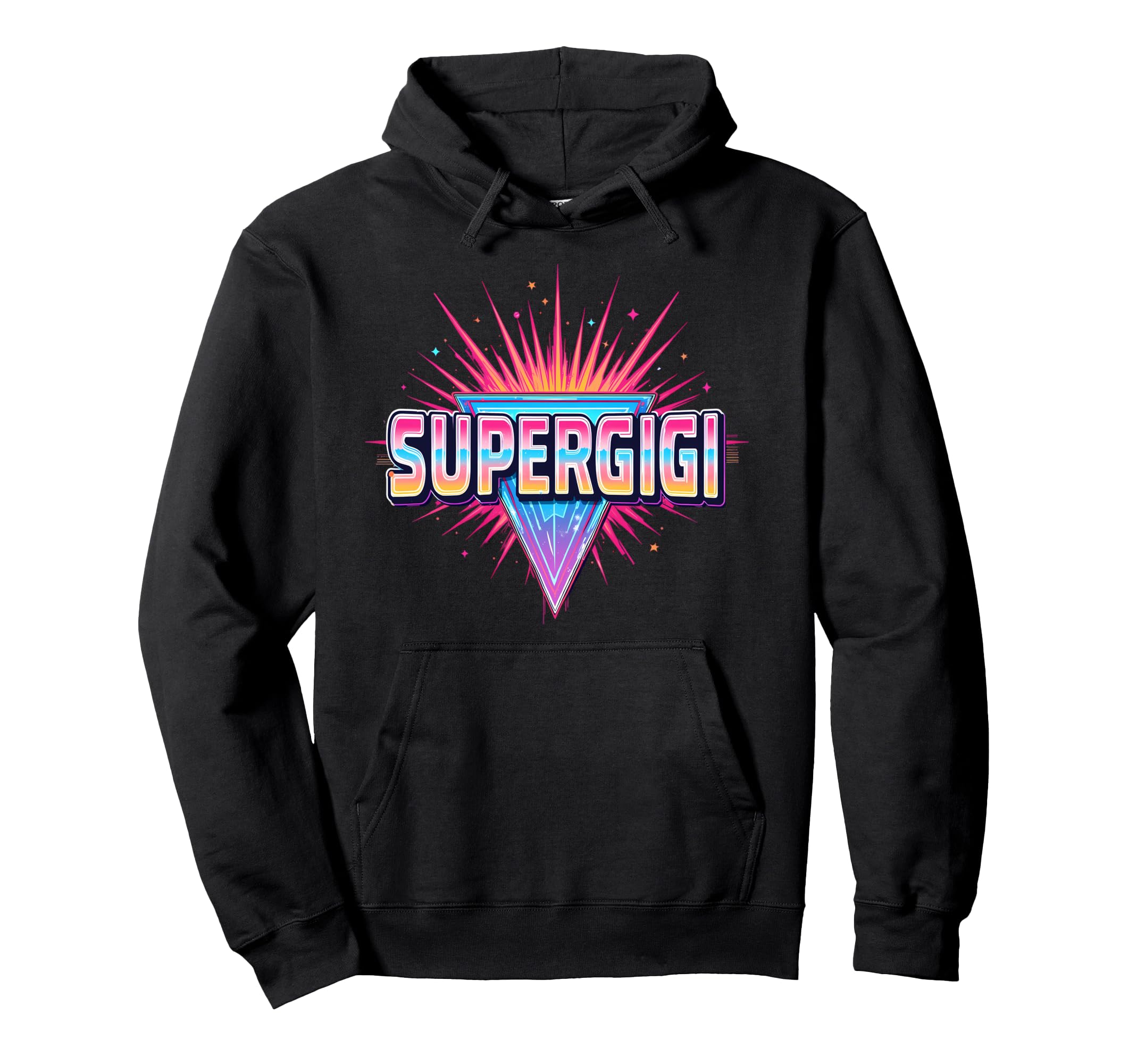 Super Gigi Neon Synthwave Hoodie - Fun Novelty Design Unisex - T-Shirt, Sweatshirt, Hoodie