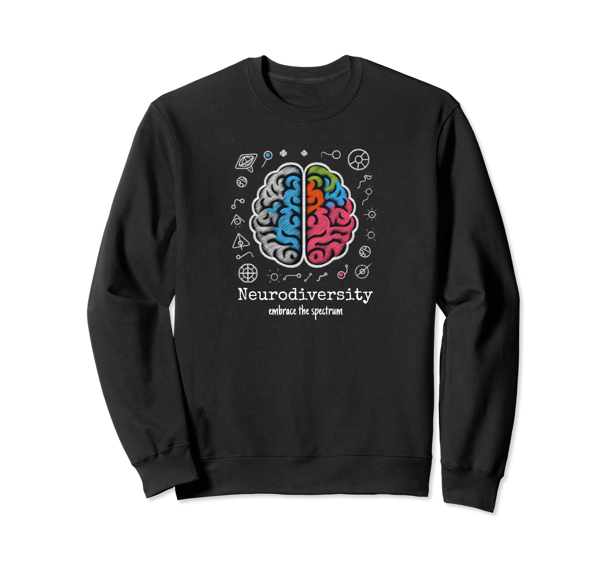 Colorful Rainbow Brain Neurodiversity Sweatshirt - Trendy Graphic Unisex - T-Shirt, Sweatshirt, Hoodie