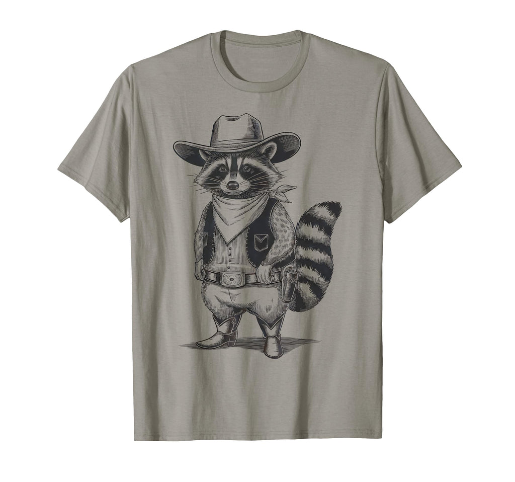 Raccoon Cowboy Cowgirl Trash Panda T-Shirt - Minimalist Print Men Women - T-Shirt, Sweatshirt, Hoodie