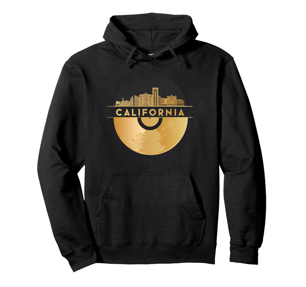 Vinyl Record Player Disco Music Skyline Hoodie - Unique Graphic Unisex - T-Shirt, Sweatshirt, Hoodie