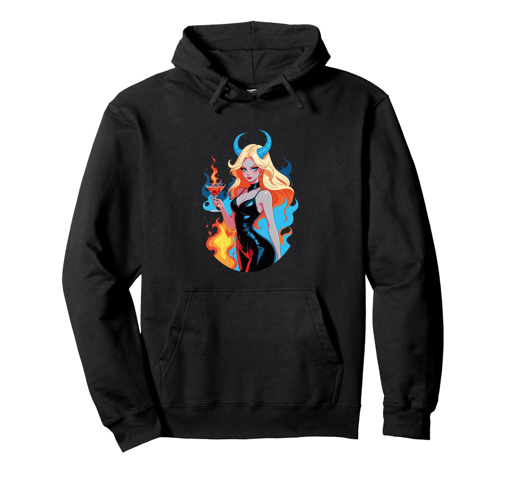 Edgy Fiery Pinup Devilish Horns Bold Hoodie - Fun Novelty Design Unisex - T-Shirt, Sweatshirt, Hoodie