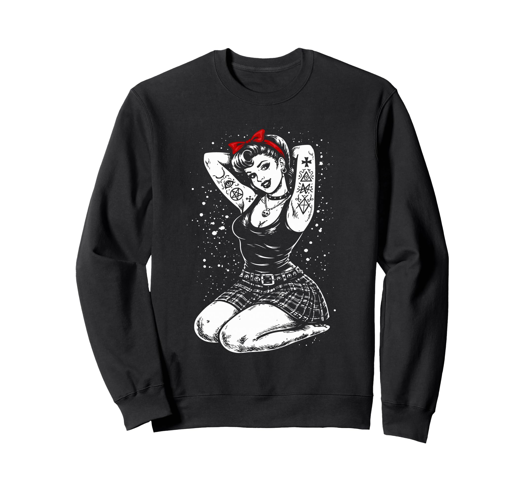 Pinup Pop Art Tattoo Model Sweatshirt - Casual Everyday Wear for Adults - T-Shirt, Sweatshirt, Hoodie