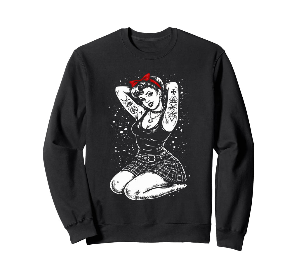 Pinup Pop Art Tattoo Model Witchcore Sweatshirt - Unique Graphic Men Women - T-Shirt, Sweatshirt, Hoodie