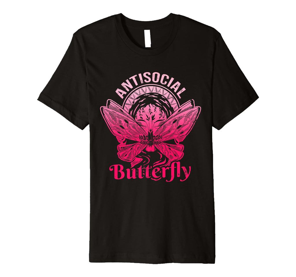 Antisocial Butterfly Moth Gothic Dark T-Shirt - Streetwear Style for Adults - T-Shirt, Sweatshirt, Hoodie