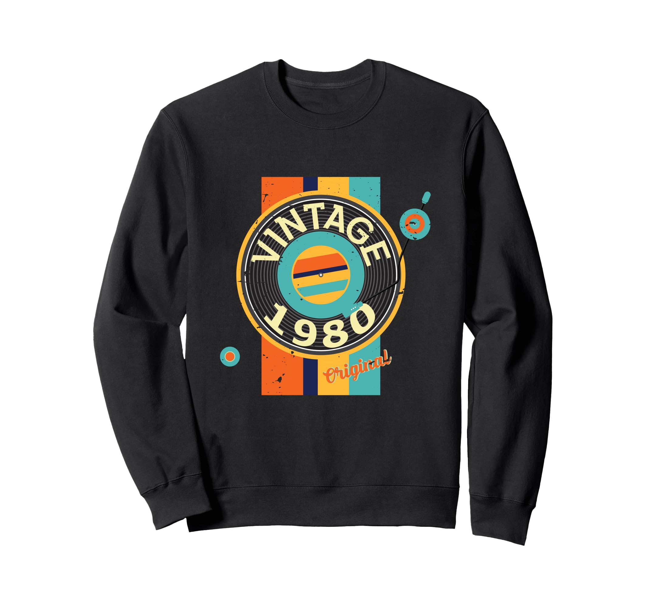Vinyl 1980 Birthday Record Player Sweatshirt - Minimalist Print Men Women - T-Shirt, Sweatshirt, Hoodie