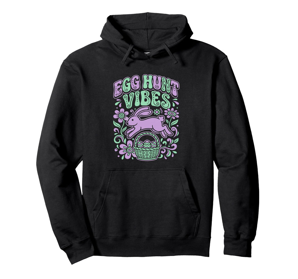Egg Hunt Vibes Groovy Easter Bunny Hoodie - Novelty Apparel Unisex - T-Shirt, Sweatshirt, Hoodie