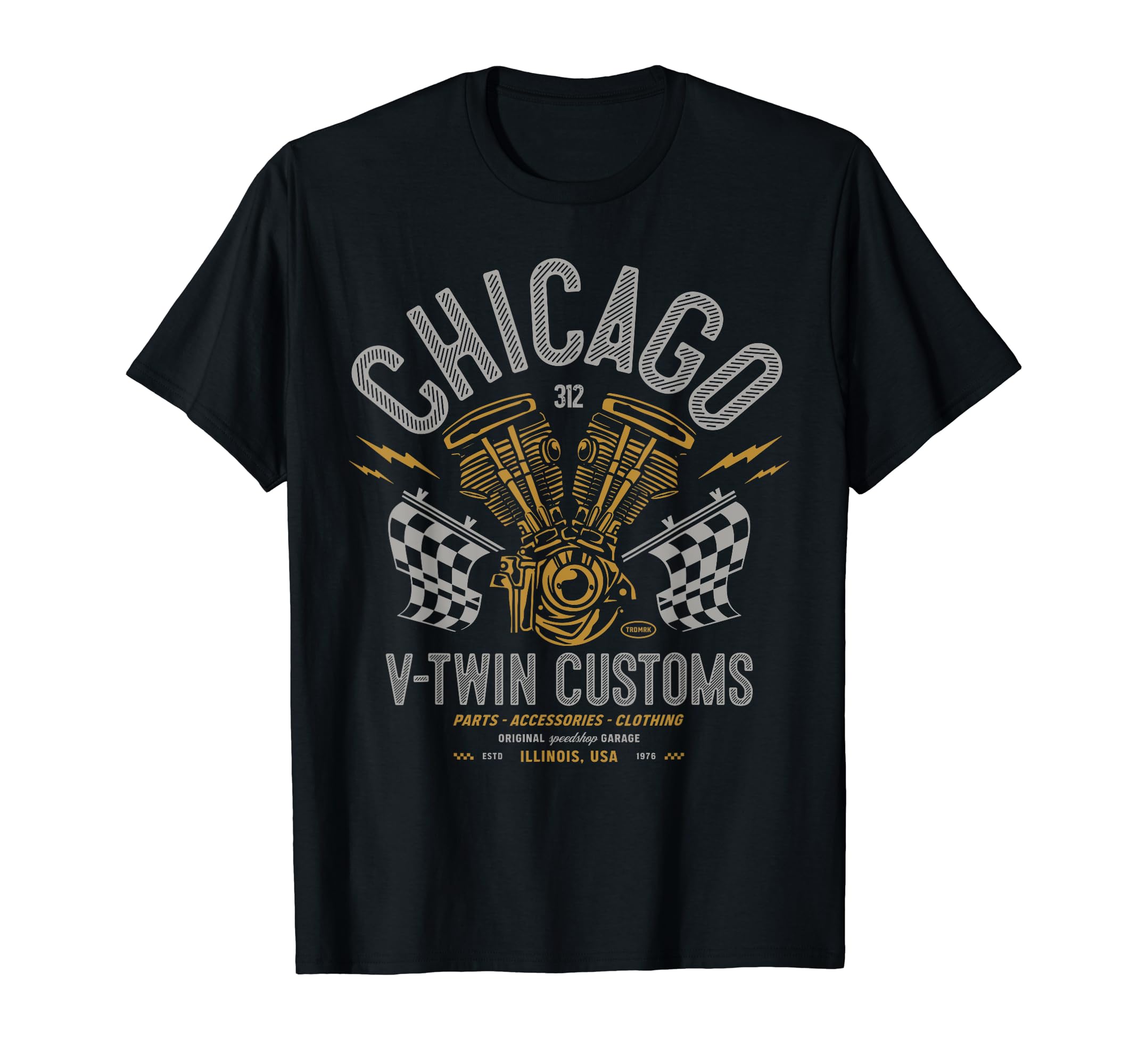 Chicago Local Motorcycle Garage Biker T-Shirt - Unique Graphic for Adults - T-Shirt, Sweatshirt, Hoodie