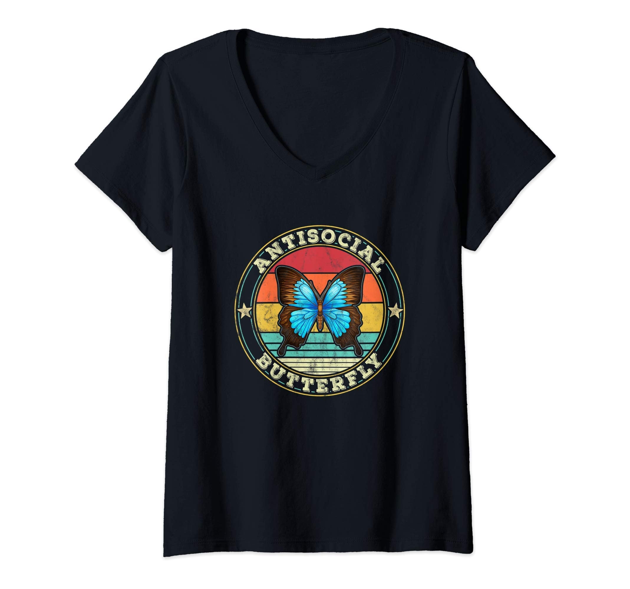 Womens Antisocial Butterfly Introvert V T-Shirt - Trendy Graphic Unisex - T-Shirt, Sweatshirt, Hoodie