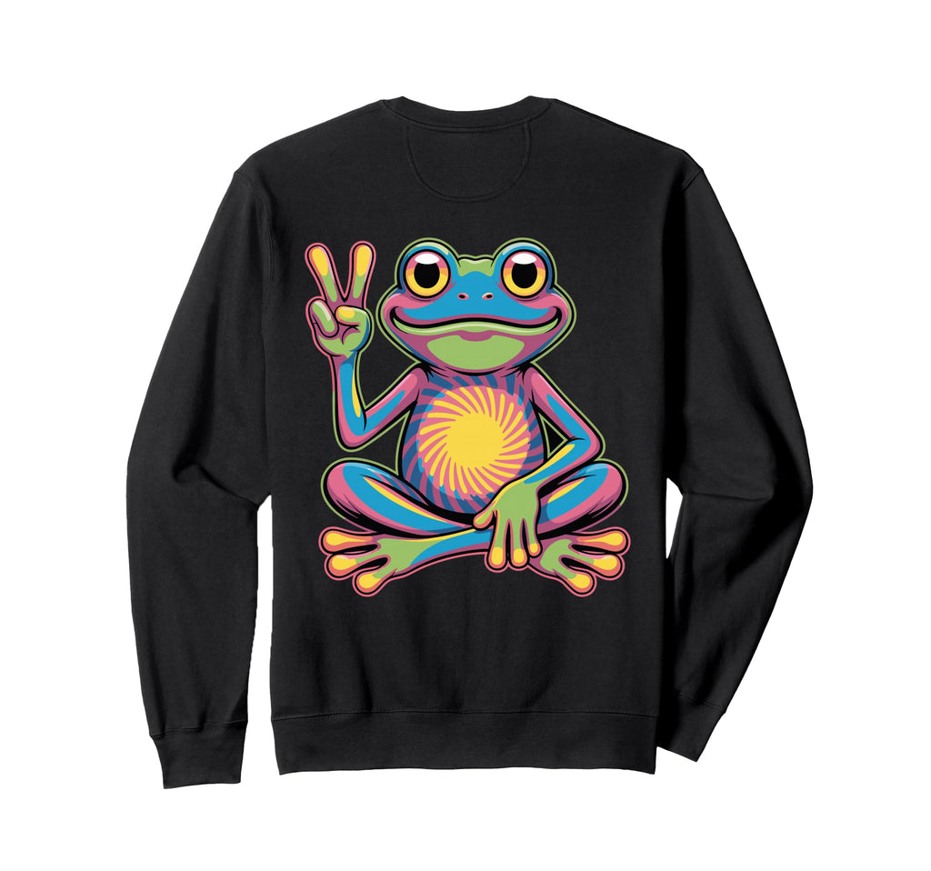 Psychedelic Frog Peace Sign Sweatshirt - Minimalist Print Unisex - T-Shirt, Sweatshirt, Hoodie