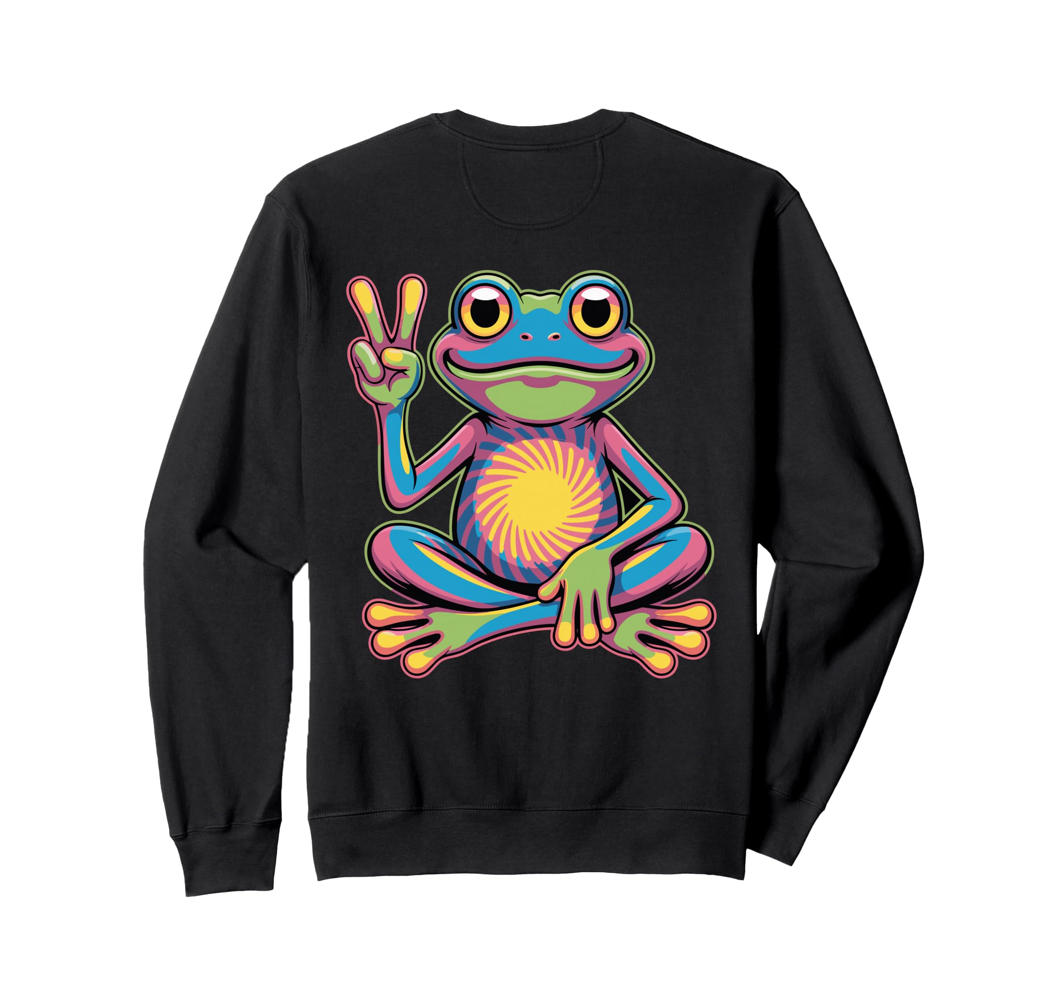 Psychedelic Frog Peace Sign Sweatshirt - Minimalist Print Unisex - T-Shirt, Sweatshirt, Hoodie