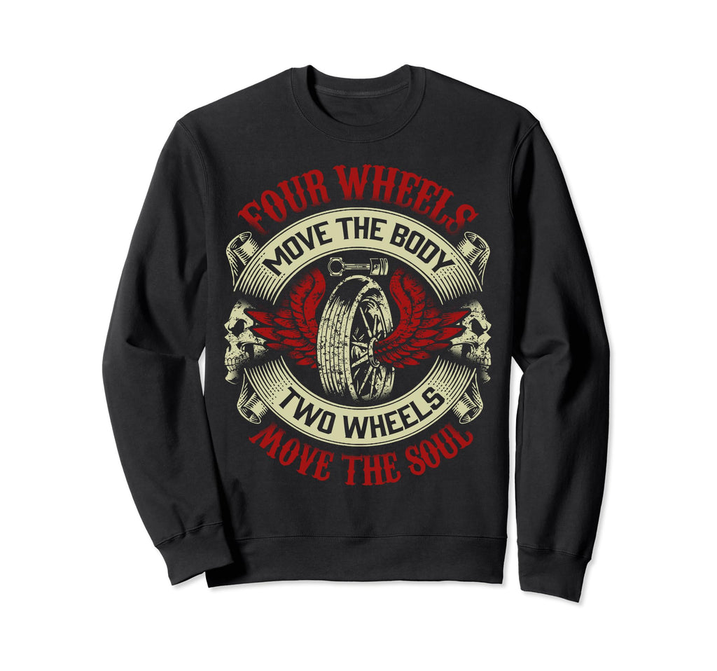 Four Move Body Two Wheels Move Sweatshirt - Minimalist Print for Adults - T-Shirt, Sweatshirt, Hoodie