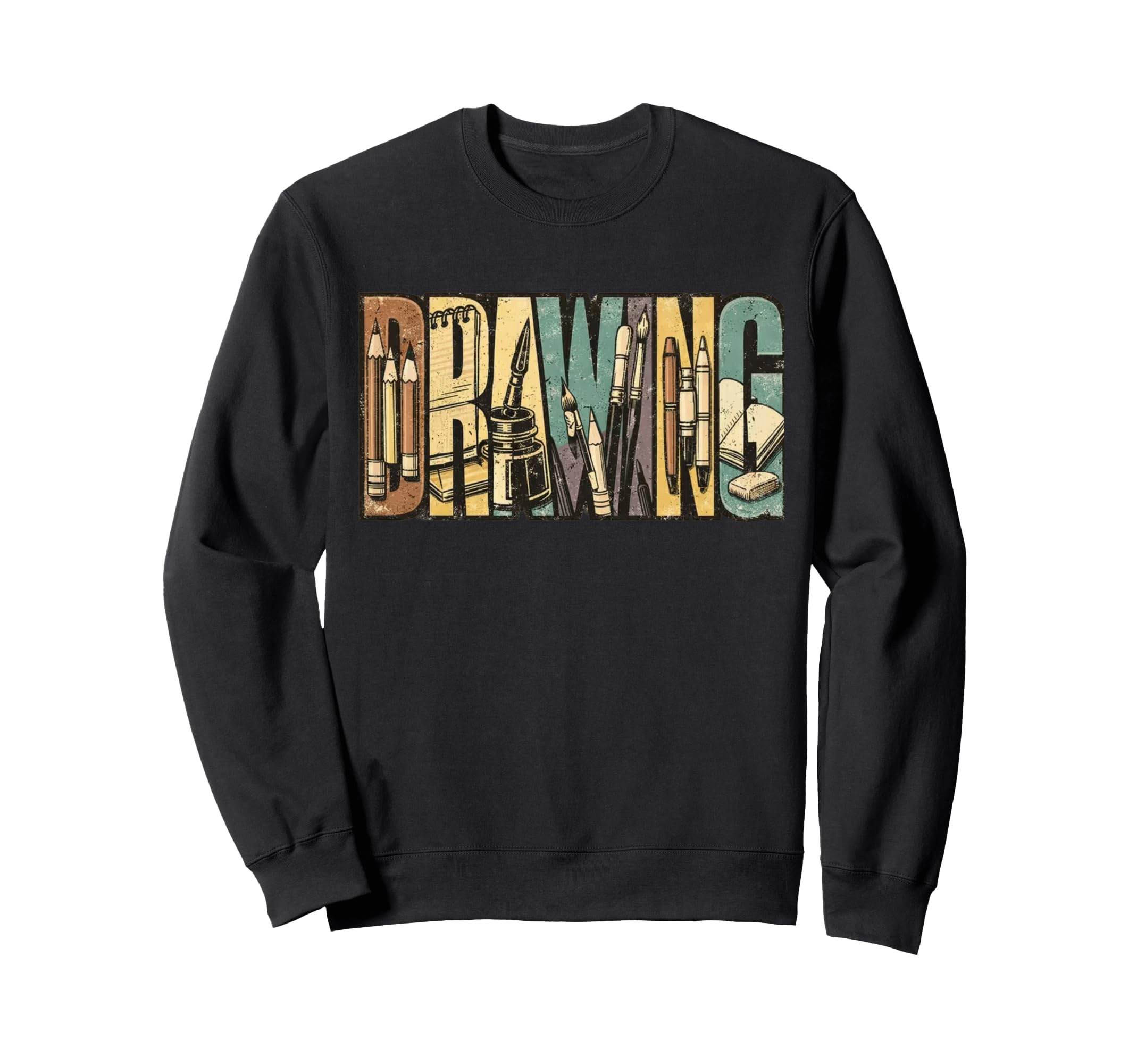 Drawing Art Supplies Typography Sweatshirt - Minimalist Print for Adults - T-Shirt, Sweatshirt, Hoodie