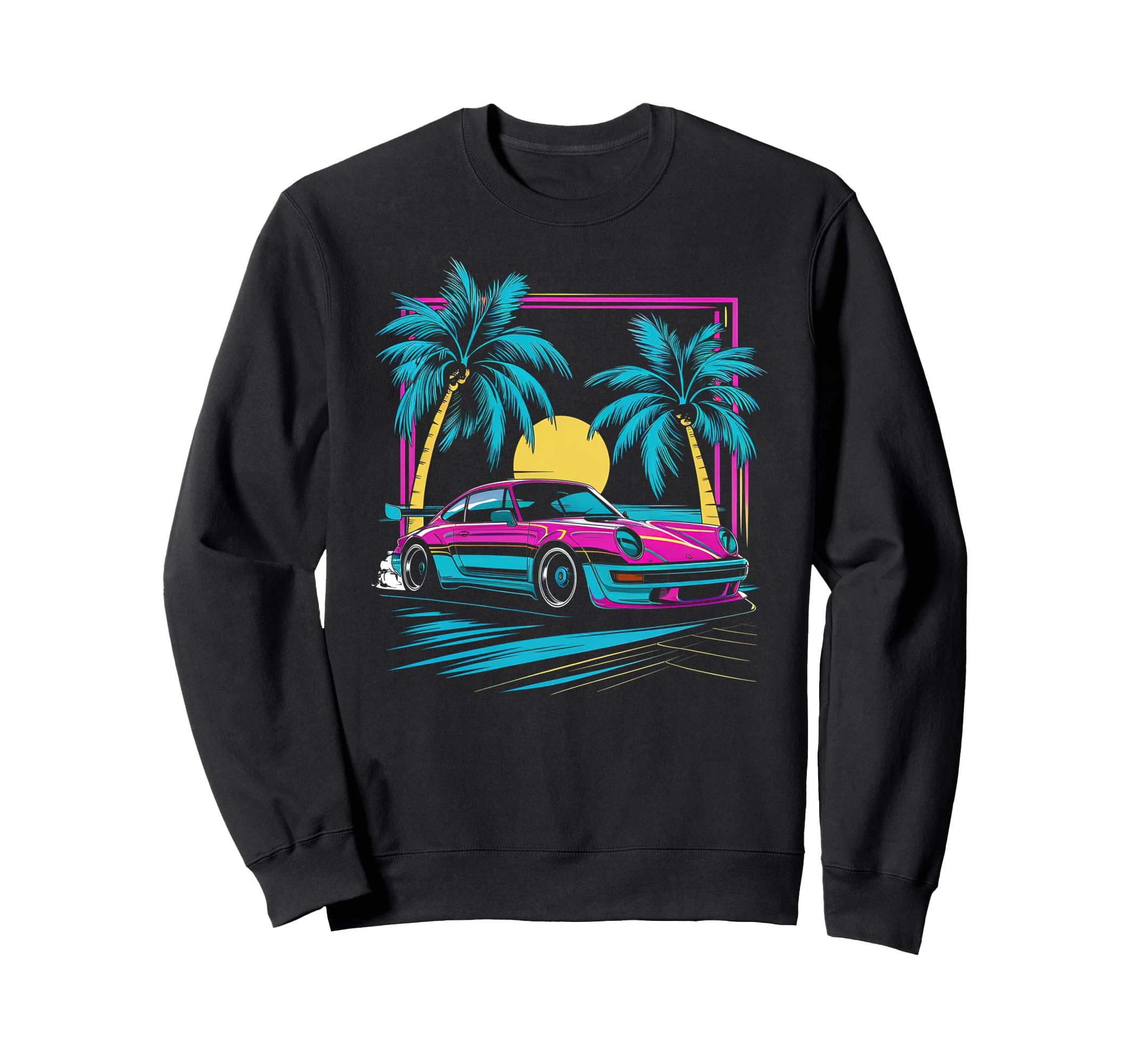 Synthwave Supercar Retrowave 80S Sweatshirt - Custom Art Print for Adults - T-Shirt, Sweatshirt, Hoodie