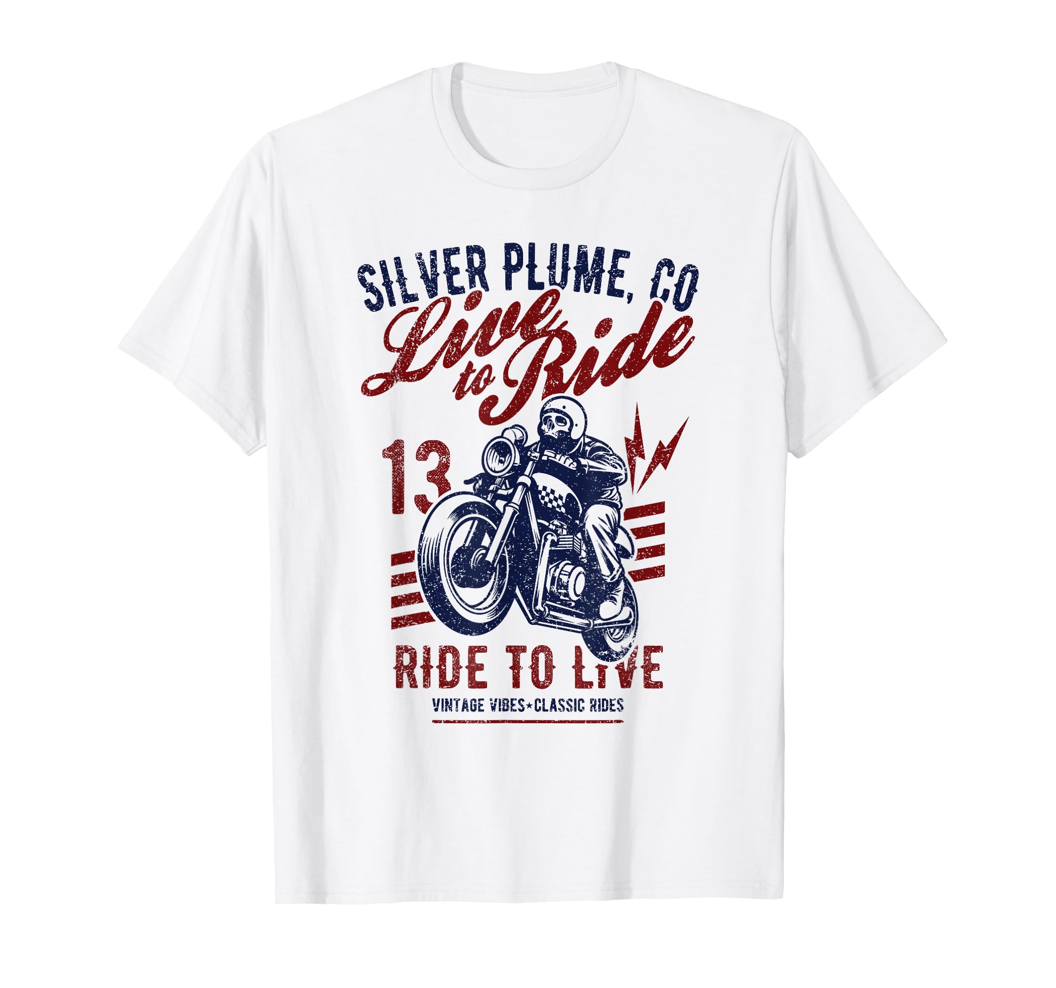 Silver Plume Colorado Motorcycle Skull T-Shirt - Trendy Graphic for Adults - T-Shirt, Sweatshirt, Hoodie