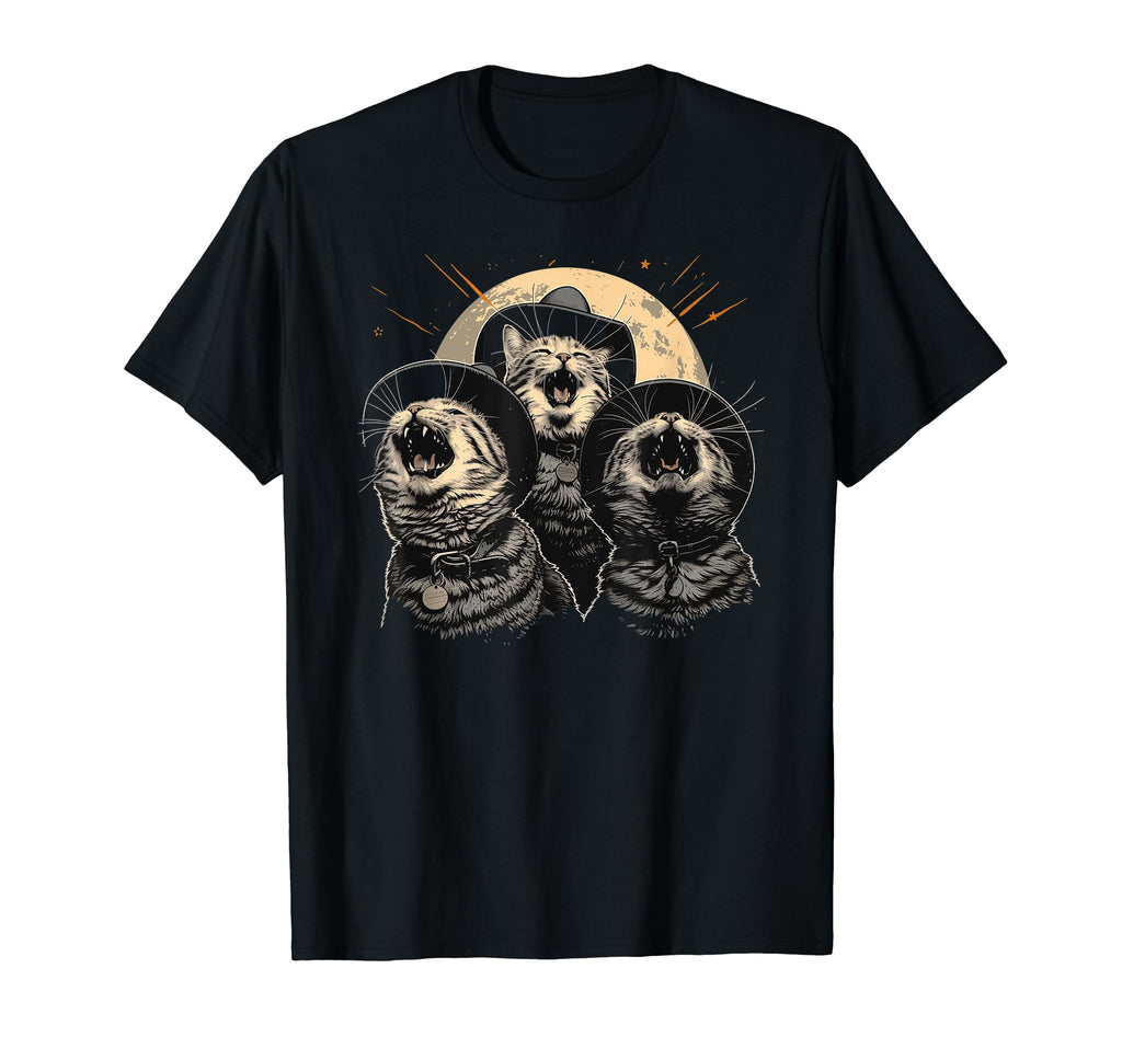 Cat Howling Moon Cowboy Funny T-Shirt - Streetwear Style Unisex - T-Shirt, Sweatshirt, Hoodie