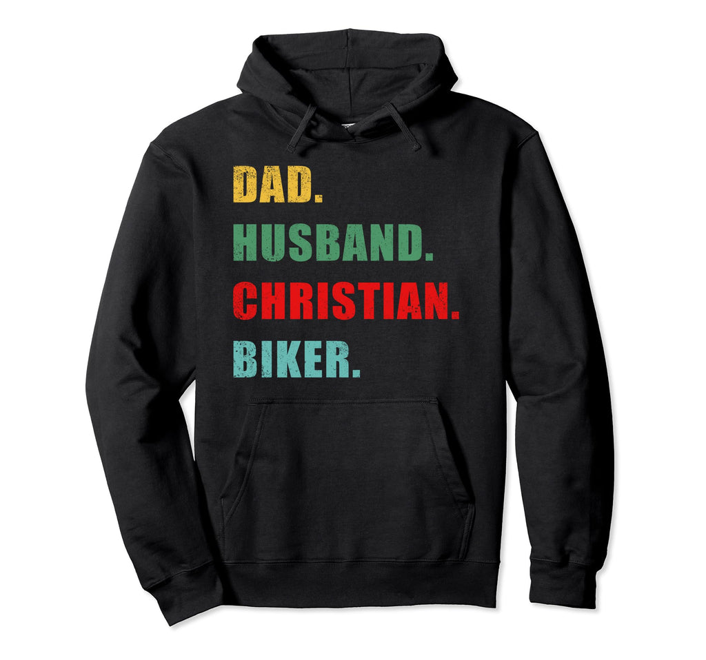 Dad Husband Christian Biker Mens Faith Hoodie - Unique Graphic Men Women - T-Shirt, Sweatshirt, Hoodie