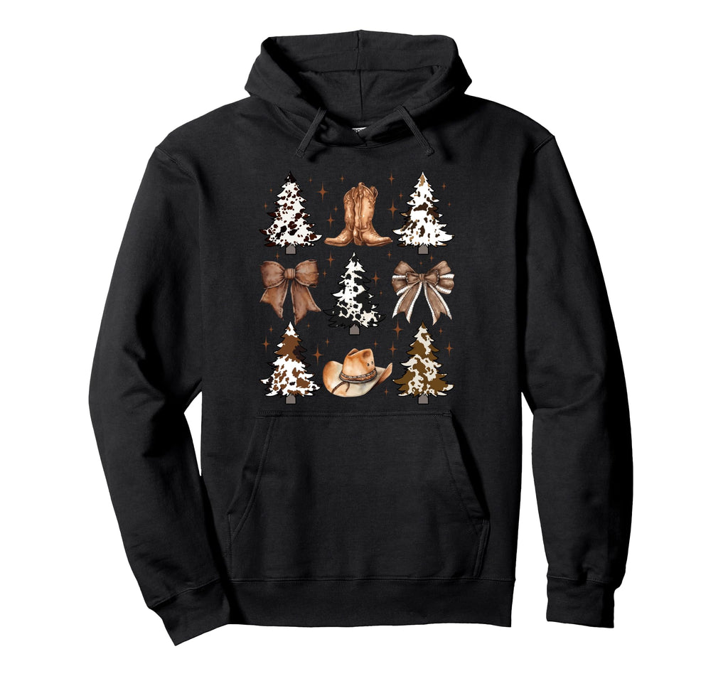 Coquette Bow Cowhide Tree Western Hoodie - Minimalist Print Men Women - T-Shirt, Sweatshirt, Hoodie