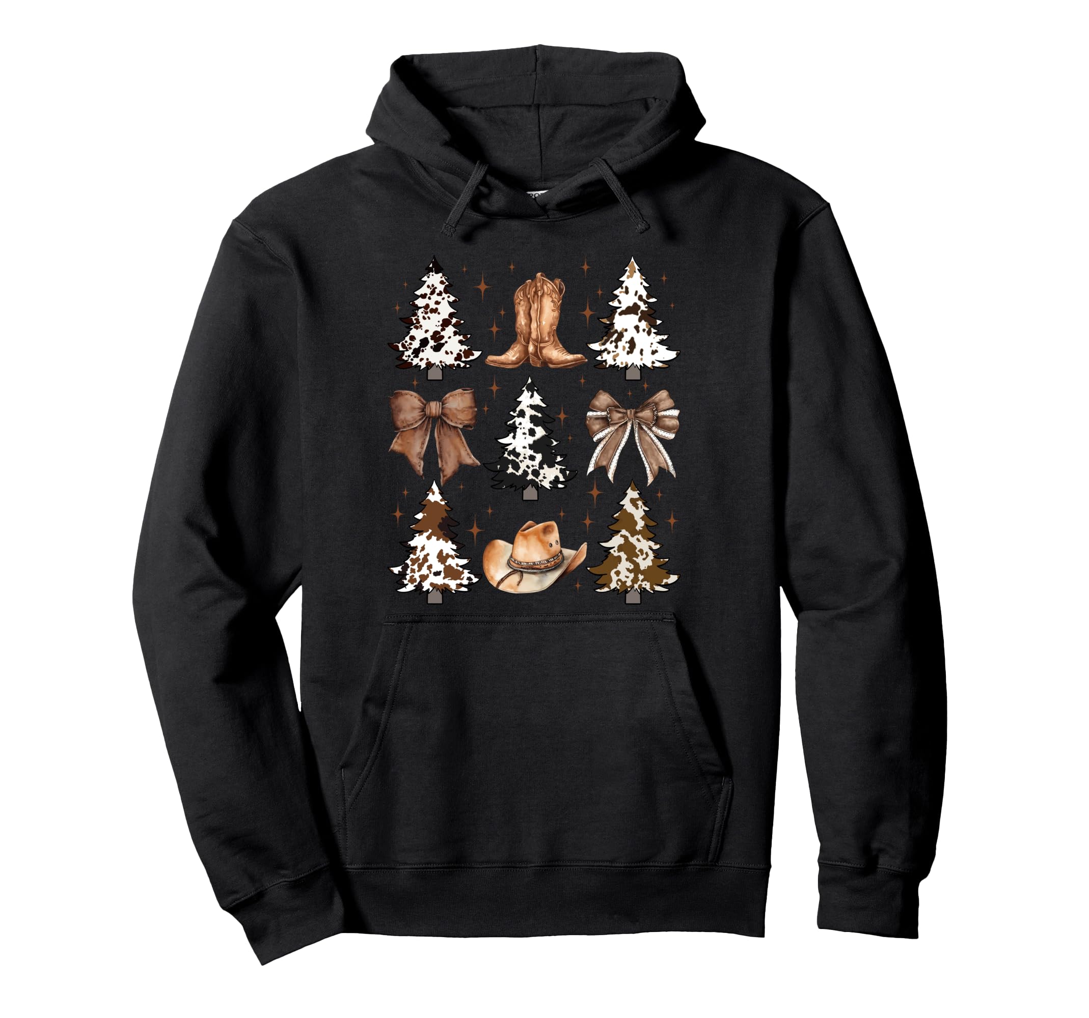 Coquette Bow Cowhide Tree Western Hoodie - Minimalist Print Men Women - T-Shirt, Sweatshirt, Hoodie