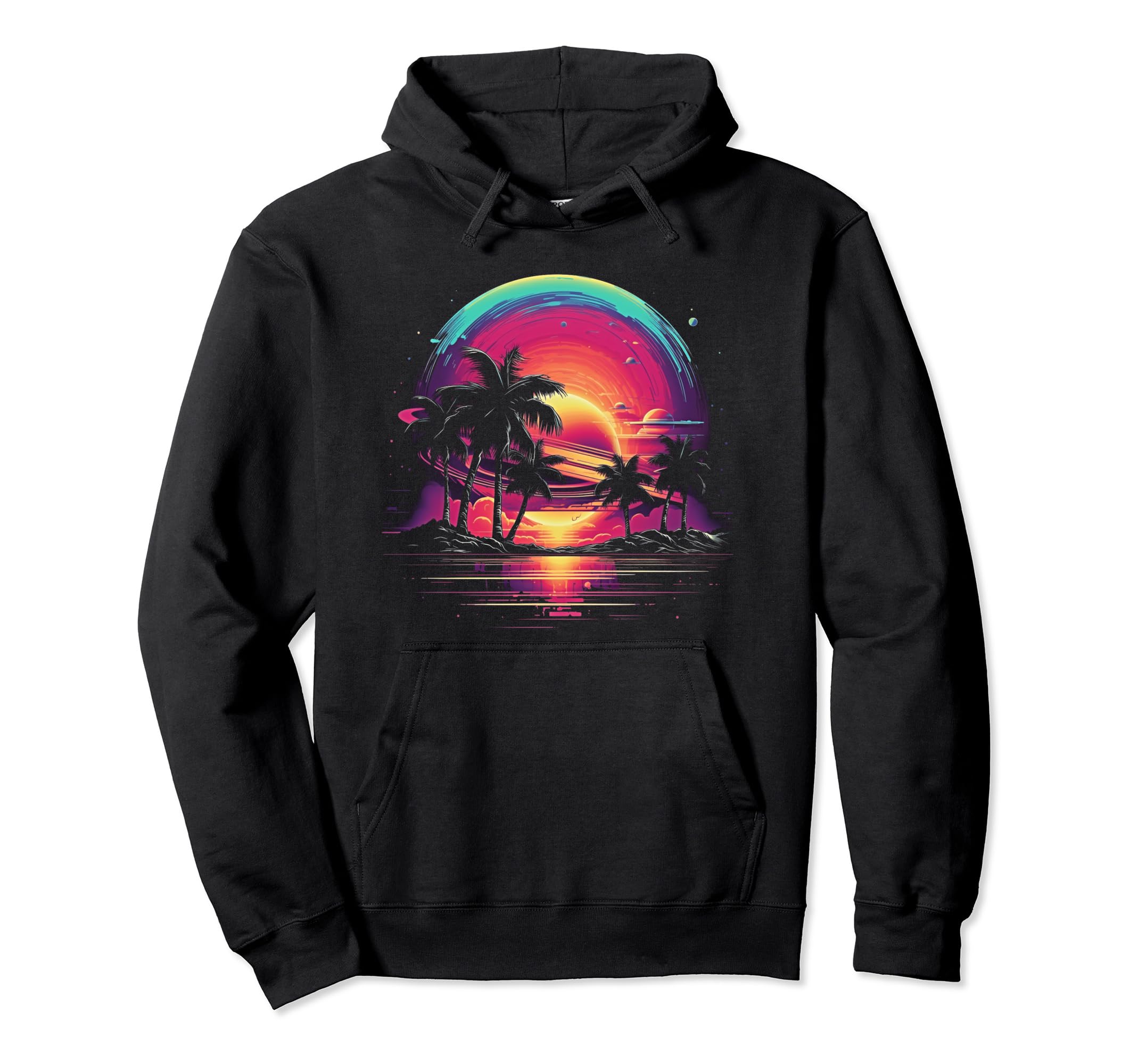 Vaporwave Solar System 80S Synthwave Hoodie - Unique Graphic for Adults - T-Shirt, Sweatshirt, Hoodie