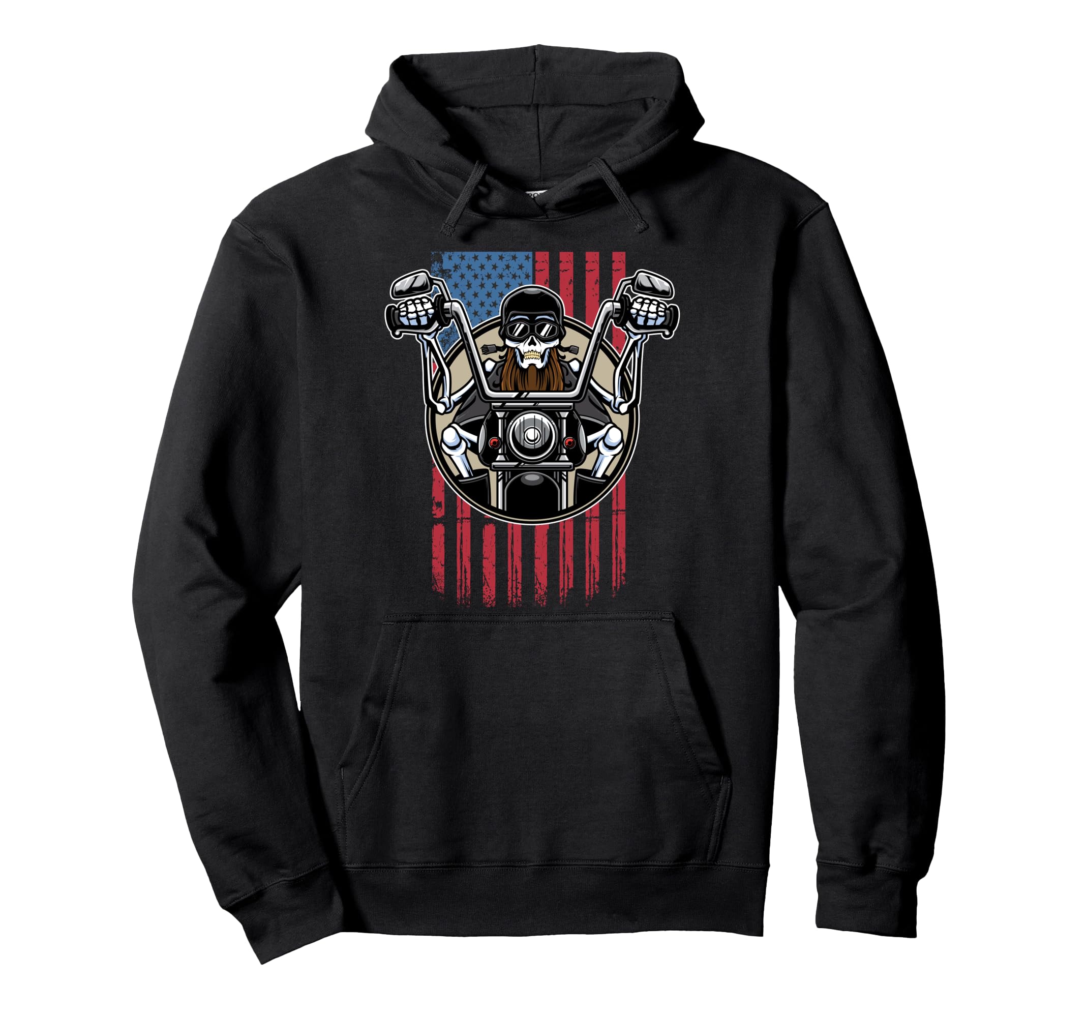 Us Flag American Motorcycle Biker Hoodie - Unique Graphic Men Women - T-Shirt, Sweatshirt, Hoodie
